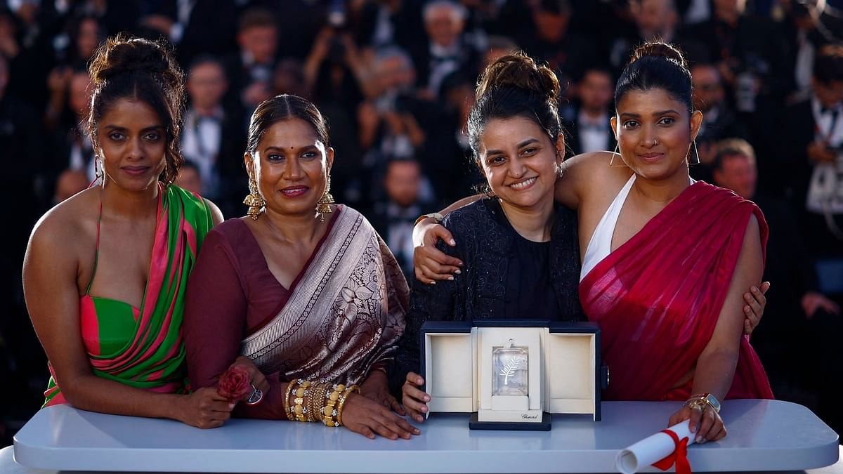 <div class="paragraphs"><p>Director Payal Kapadia, Grand Prix award winner for the film "All We Imagine as Light" poses with cast members Divya Prabha, Kani Kusruti and Chhaya Kadam during a photocall after the closing ceremony of the 77th Cannes Film Festival in Cannes, France.</p></div>