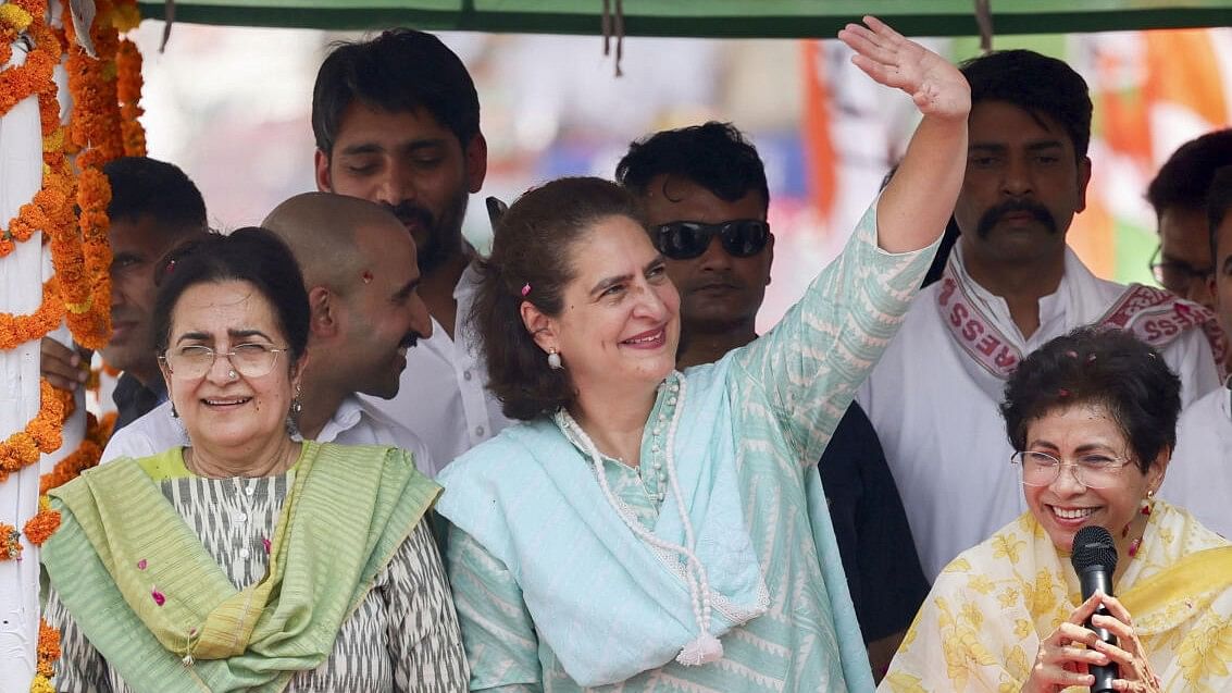 <div class="paragraphs"><p>Congress leader Priyanka Gandhi Vadra during a roadshow in support of party candidate Kumari Selja for Lok Sabha elections, in Sirsa.</p></div>