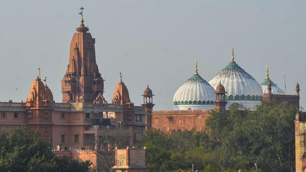 <div class="paragraphs"><p>File photo of Shahi Idgah mosque and Shri Krishna Janmabhoomi Temple, in Mathura.&nbsp;</p></div>