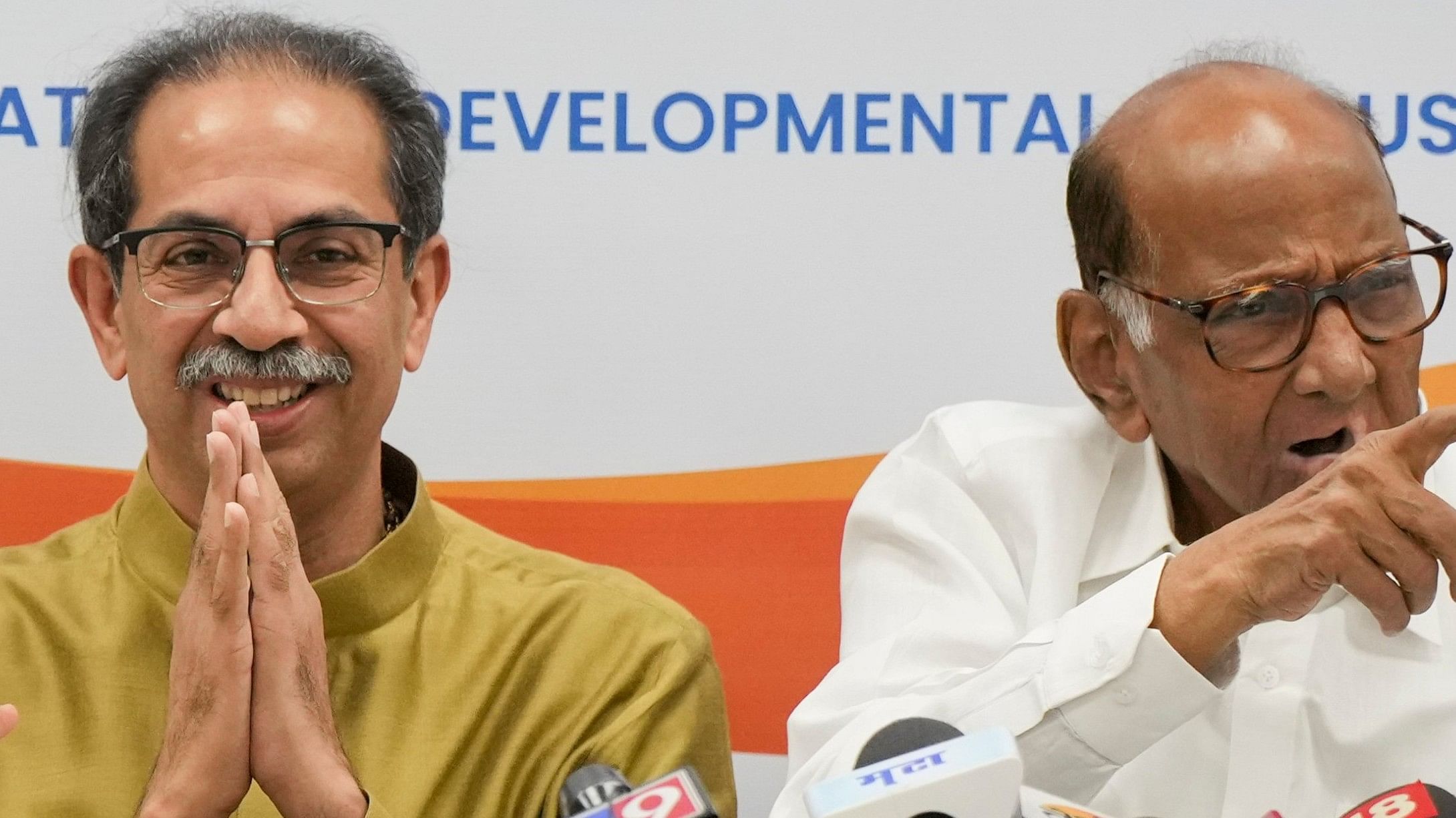 <div class="paragraphs"><p>Shiv Sena (UBT) chief Uddhav Thackeray, and NCP (SP) chief Sharad Pawar during a Maha Vikas Aghadi (MVA) press conference.</p></div>