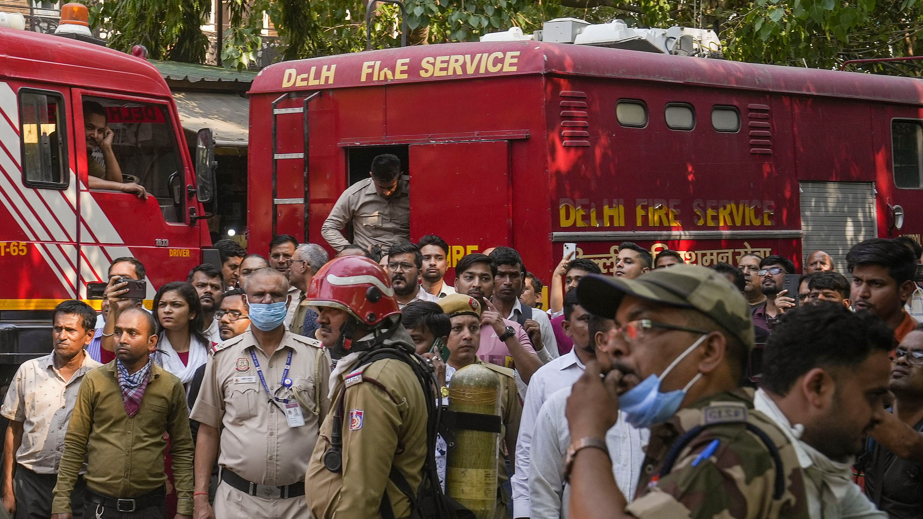 <div class="paragraphs"><p>New Delhi: Firefighting team outside the Income Tax CR Building after a fire broke out.</p></div>