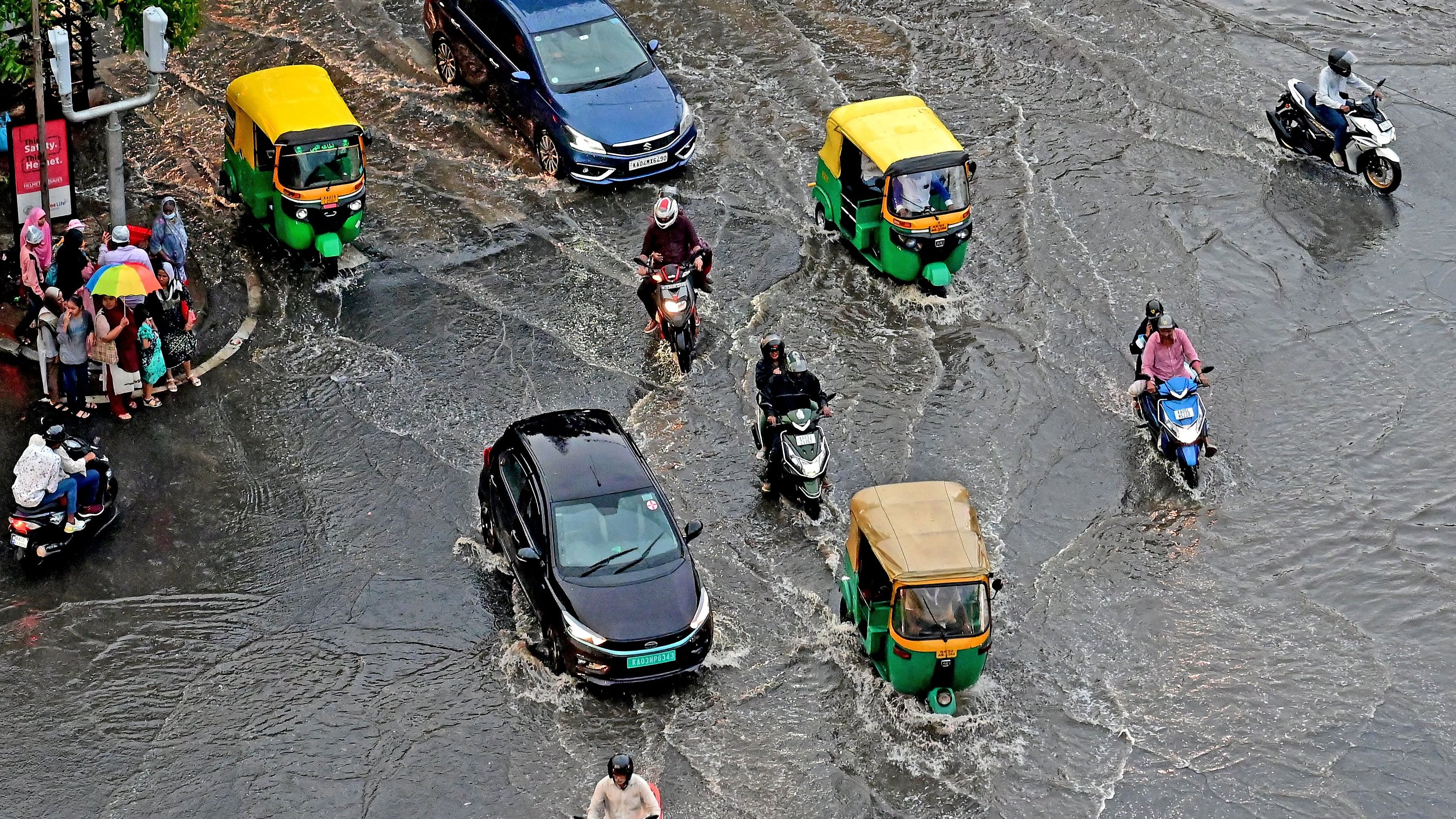 <div class="paragraphs"><p>A submerged stretch on Kasturba Road on Wednesday.&nbsp;</p></div>