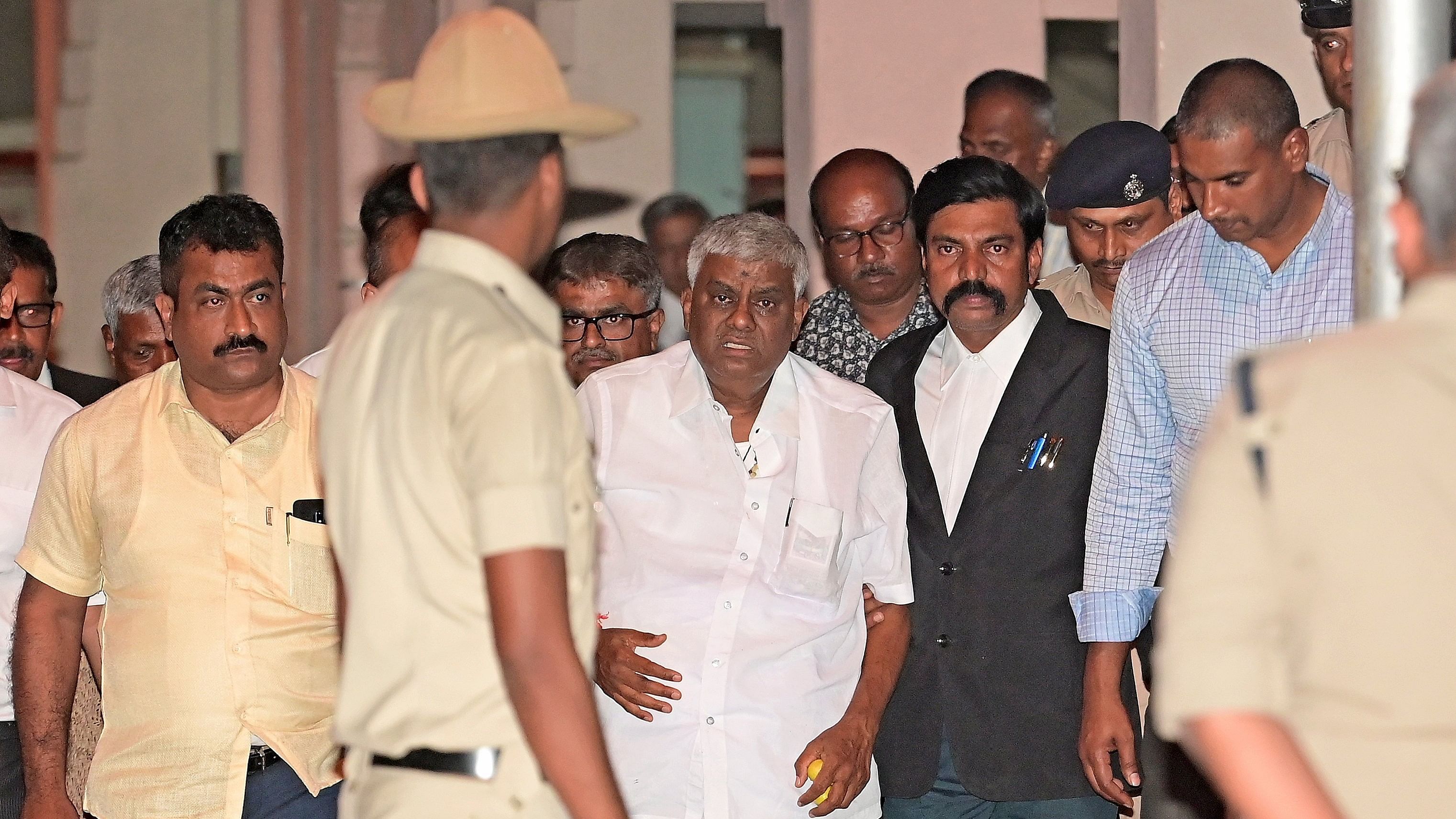 <div class="paragraphs"><p>H D Revanna at the residence of the 17th Additional Chief Metropolitan Magistrate in Koramangala, Bengaluru, on Sunday. </p></div>