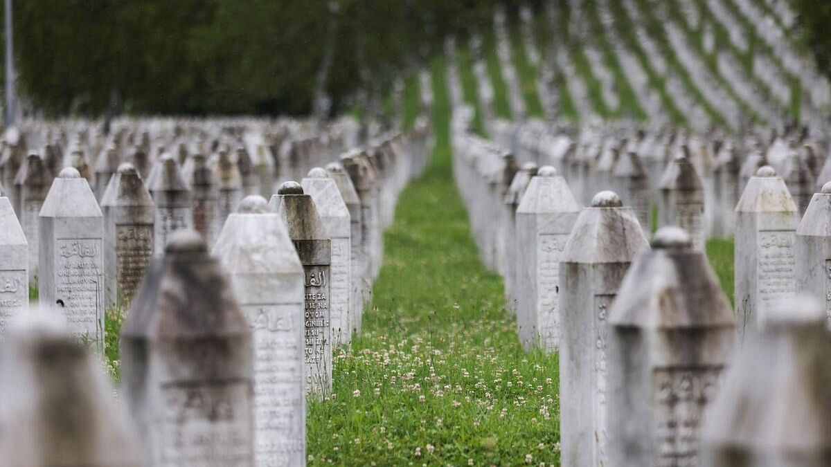 <div class="paragraphs"><p>Memorial cemetery with grave stones of victims killed during Srebrenica genocide is seen at the Memorial Center in Srebrenica, Bosnia and Herzegovina.</p></div>