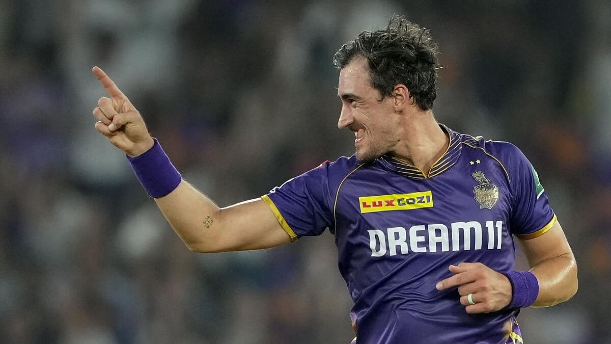 <div class="paragraphs"><p>Kolkata Knight Riders player Mitchell Starc celebrates the wicket of Sunrisers Hyderabad's Shahbaz Ahmed during the Indian Premier League (IPL) 2024 T20 cricket match between Kolkata Knight Riders and Sunrisers Hyderabad at the Narendra Modi Stadium, in Ahmedabad, Tuesday, May 21, 2024.</p></div>