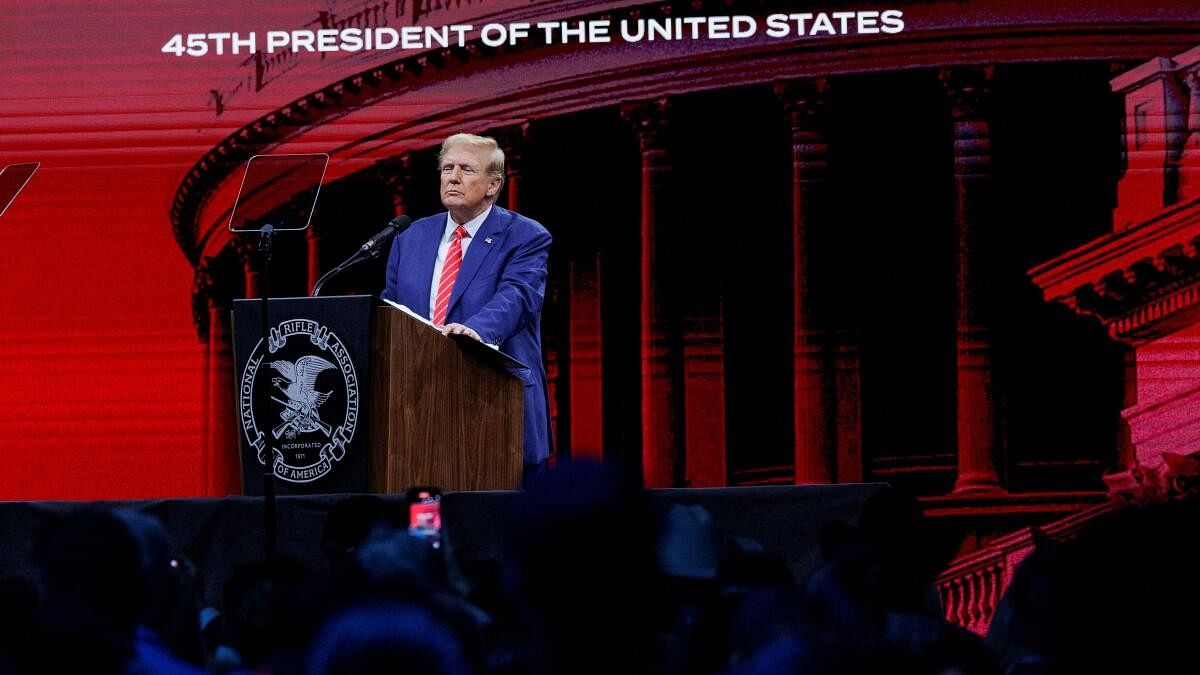 <div class="paragraphs"><p>Former US President Donald Trump speaks at the annual National Rifle Association (NRA) meeting in Dallas, Texas.</p></div>