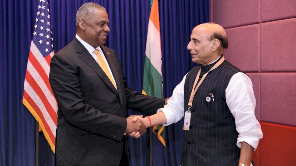 <div class="paragraphs"><p>Defence Minister Rajnath Singh with US Secretary of Defence Lloyd  Austin.</p></div>