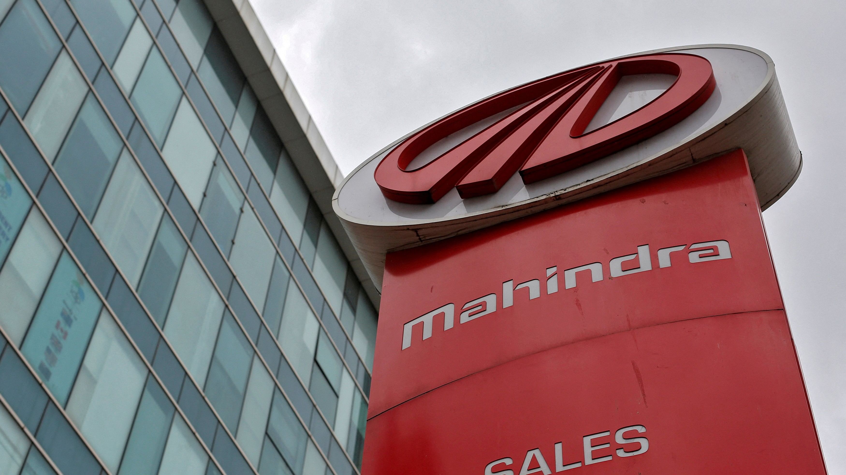 <div class="paragraphs"><p>The logo of Mahindra and Mahindra is seen at a showroom in Mumbai.&nbsp;</p></div>