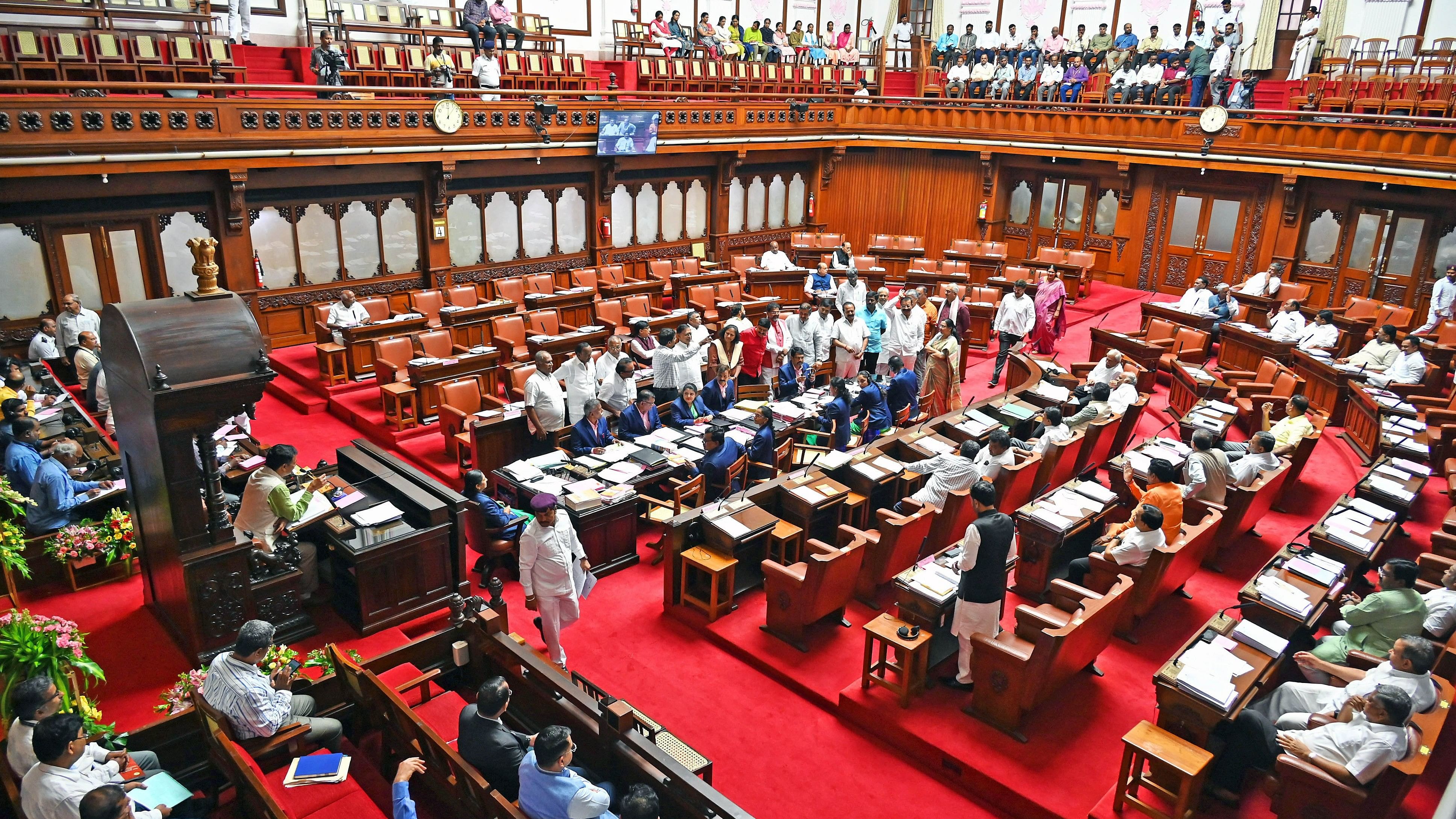 <div class="paragraphs"><p>BJP lawmakers protest in the Karnataka Legislative Council in July last year. There are concerns that meaningful discussions have decreased in the Legislative Council in recent years. </p></div>