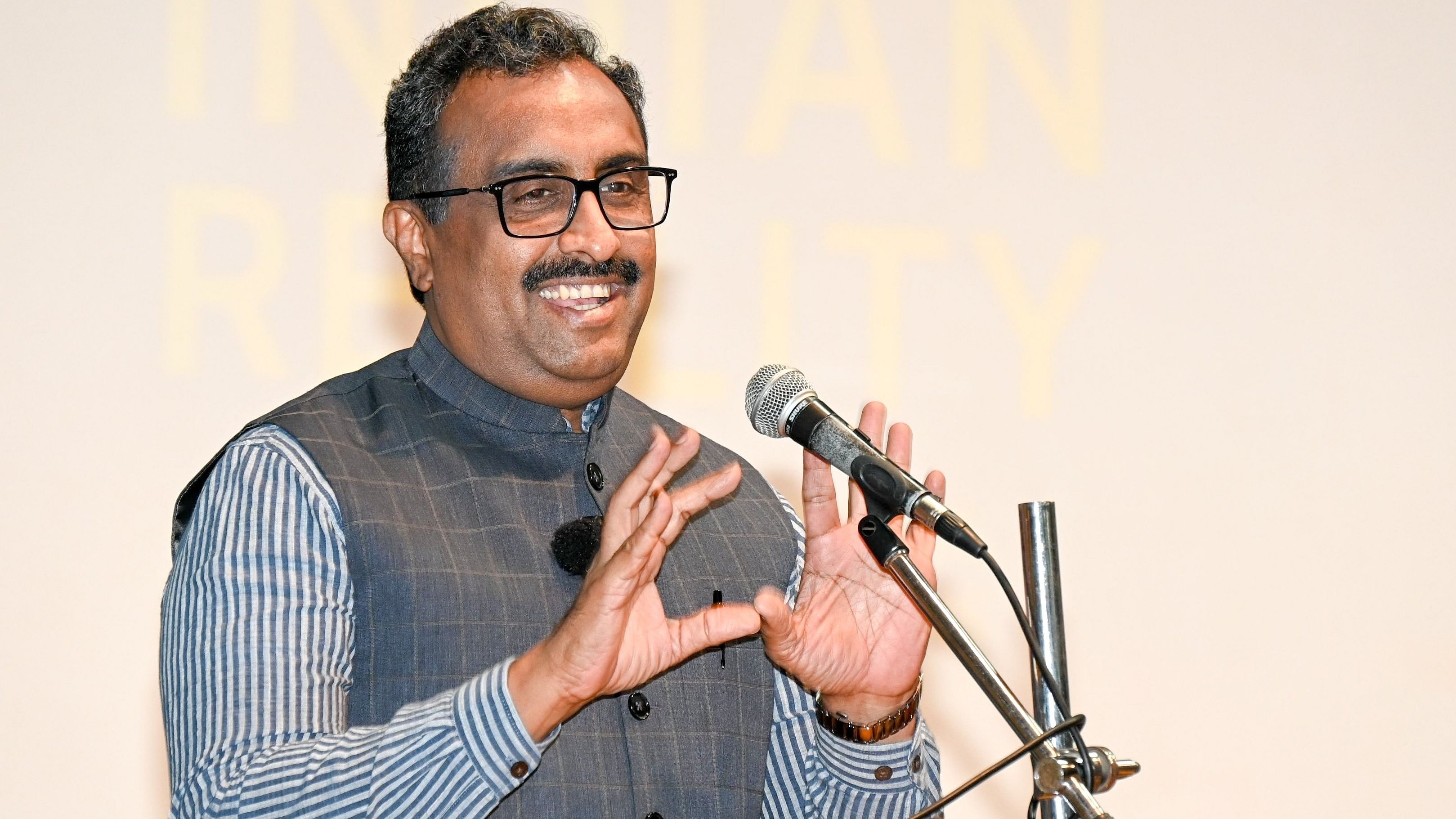 <div class="paragraphs"><p>Ram Madhav, Akhil Bharatiya Karyakrini Sadasya RSS, President, India Foundation, New Delhi speaking at his book ‘The Indian Reality’ Changing Narratives, Shifting Perceptions release programme organised by Manthana at The Oxford College of Science, Arts and Business Management in Bengaluru on Sunday, May 26.  </p></div>