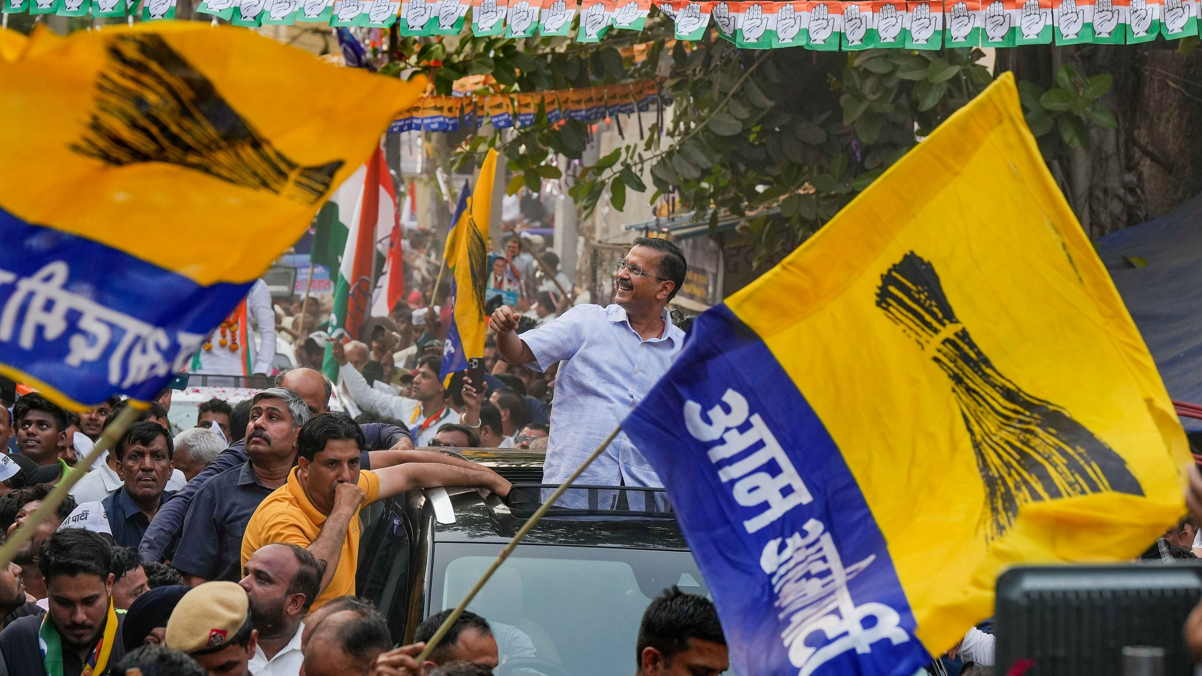 <div class="paragraphs"><p> Delhi Chief Minister Arvind Kejriwal during a roadshow for Lok Sabha polls, in New Delhi, Wednesday, May 15, 2024. </p></div>