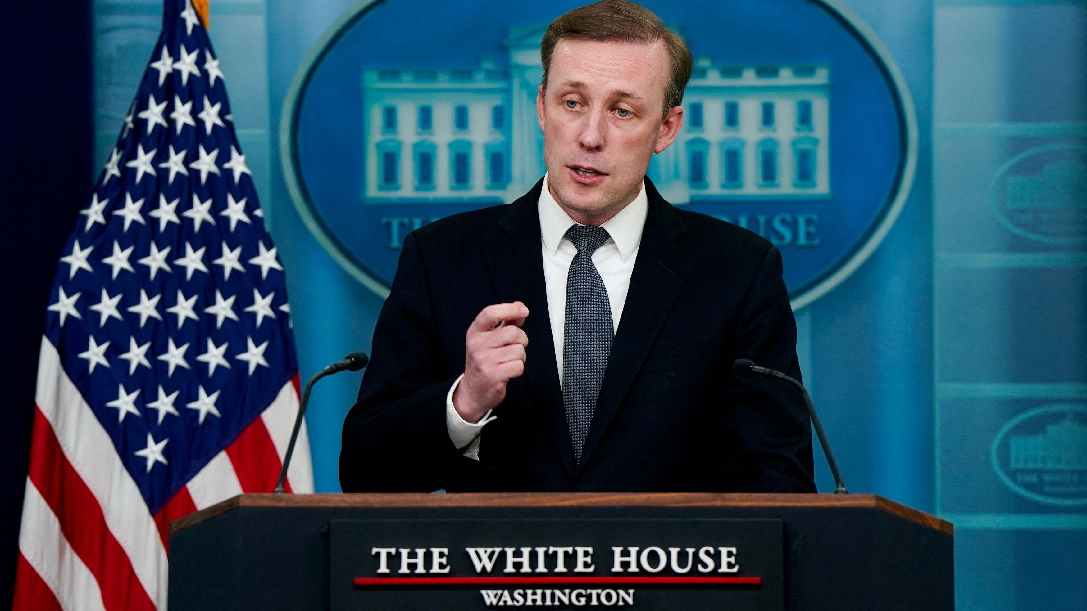 <div class="paragraphs"><p>US White House National Security Advisor Jake Sullivan speaks during a press briefing at the White House in Washington.</p></div>