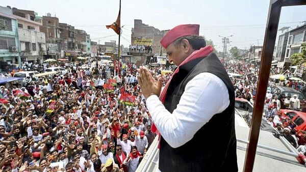 <div class="paragraphs"><p>Samajwadi Party President Akhilesh Yadav during his campaign for Lok Sabha elections, in Kannauj district, Saturday, May 11, 2024.</p></div>