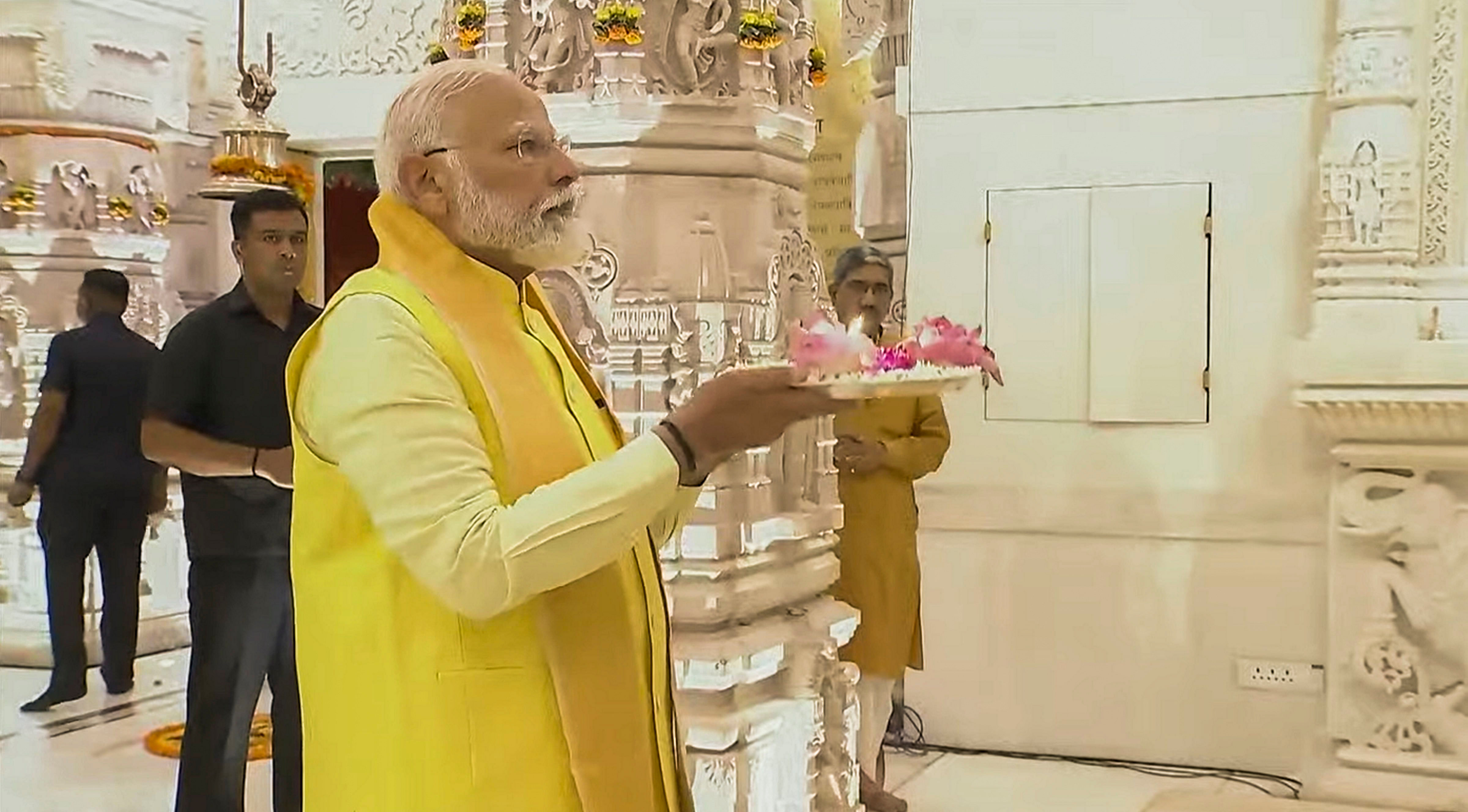 <div class="paragraphs"><p>Prime Minister Narendra Modi offers prayers at the Ram temple, in Ayodhya, Sunday.</p></div>
