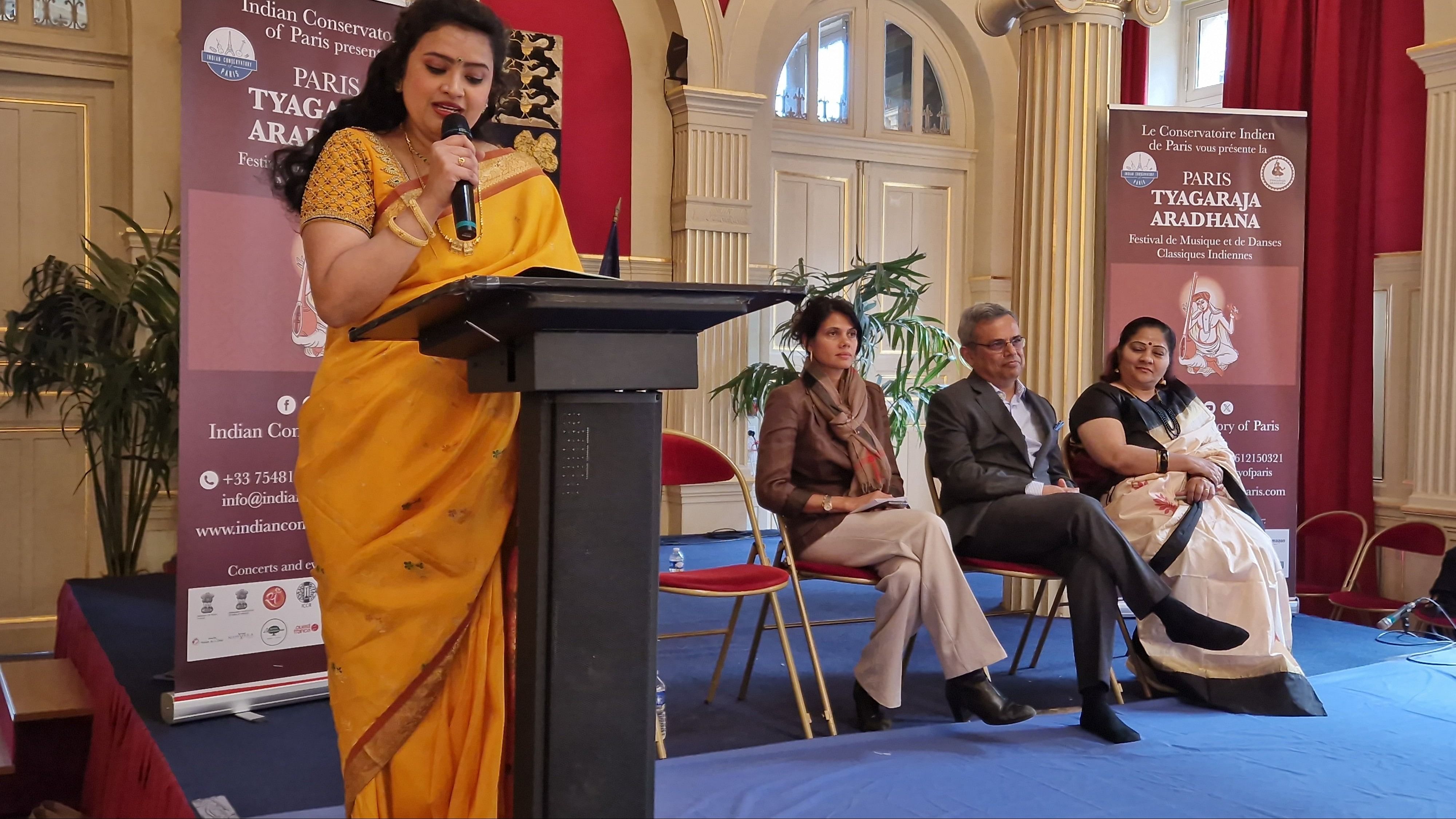 The collaboration between Indian Conservatory of Paris and Tamil Nadu Dr J Jayalalithaa Music and Fine Arts University was announced at the Paris Tyagaraja Aradhana on April 28.