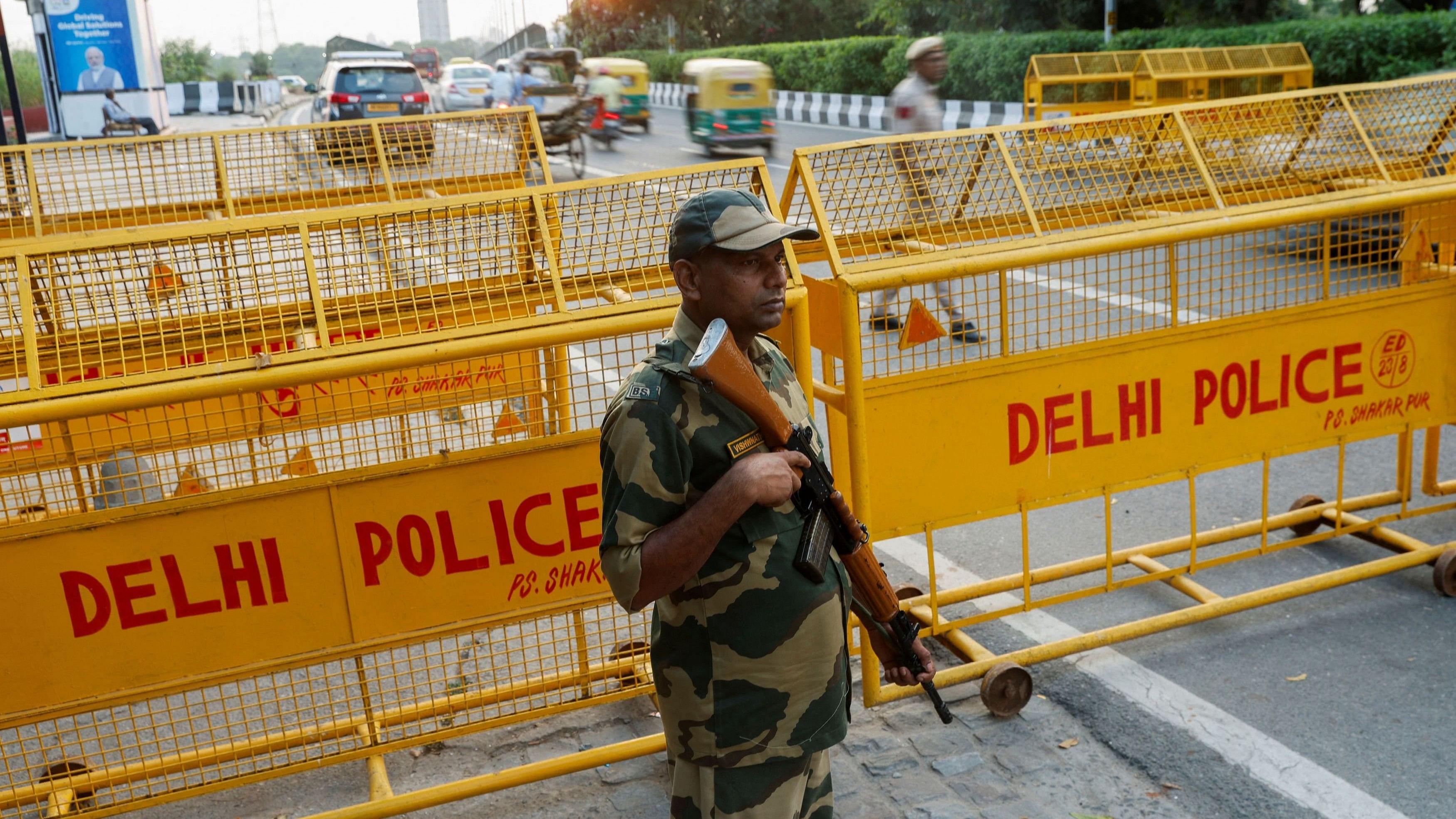 <div class="paragraphs"><p>Representative image showing a Delhi Police security checkpoint.</p></div>