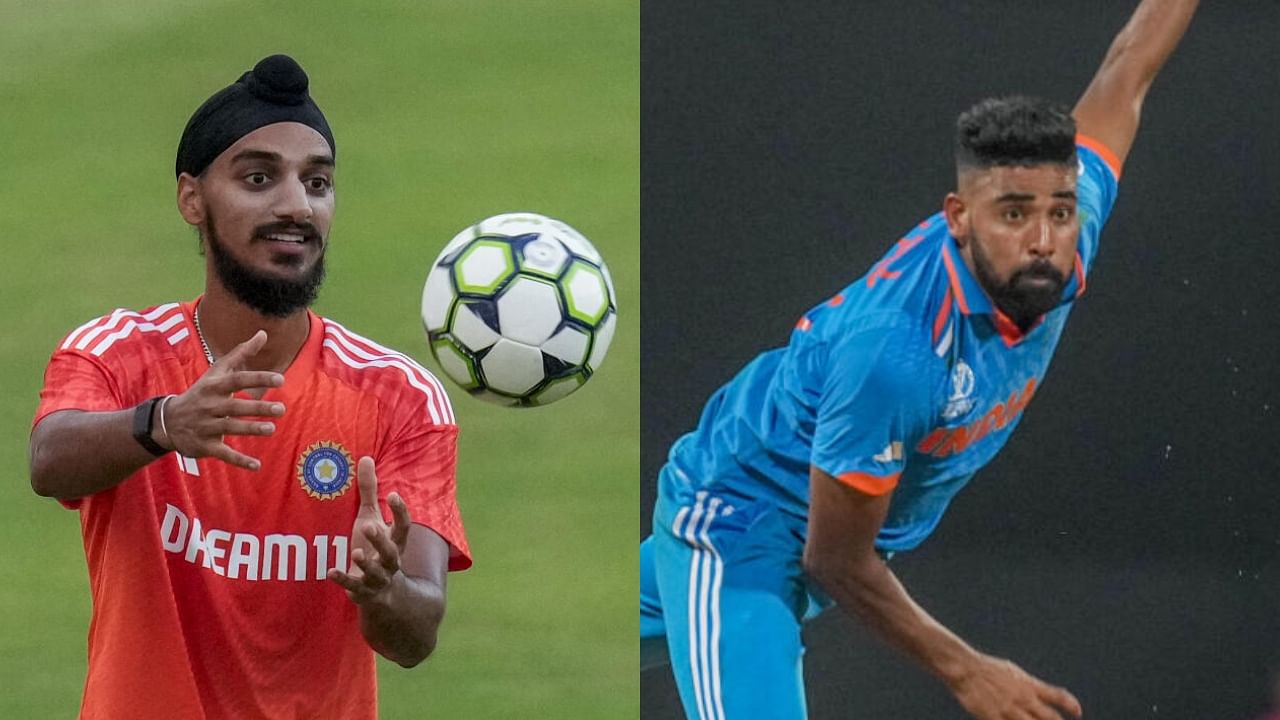 <div class="paragraphs"><p>Indian pacers Arshdeep Singh (L) and Mohammed Siraj (R).</p></div>