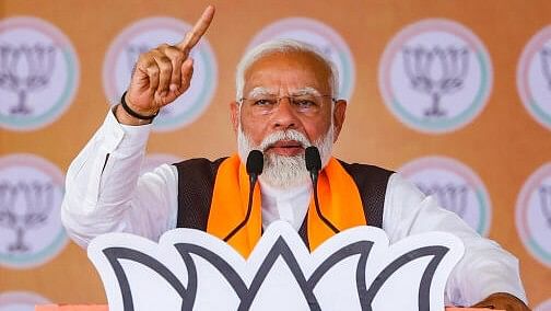 <div class="paragraphs"><p>Prime Minister Narendra Modi addresses a public meeting for Lok Sabha polls, in Banaskantha, Gujarat</p></div>