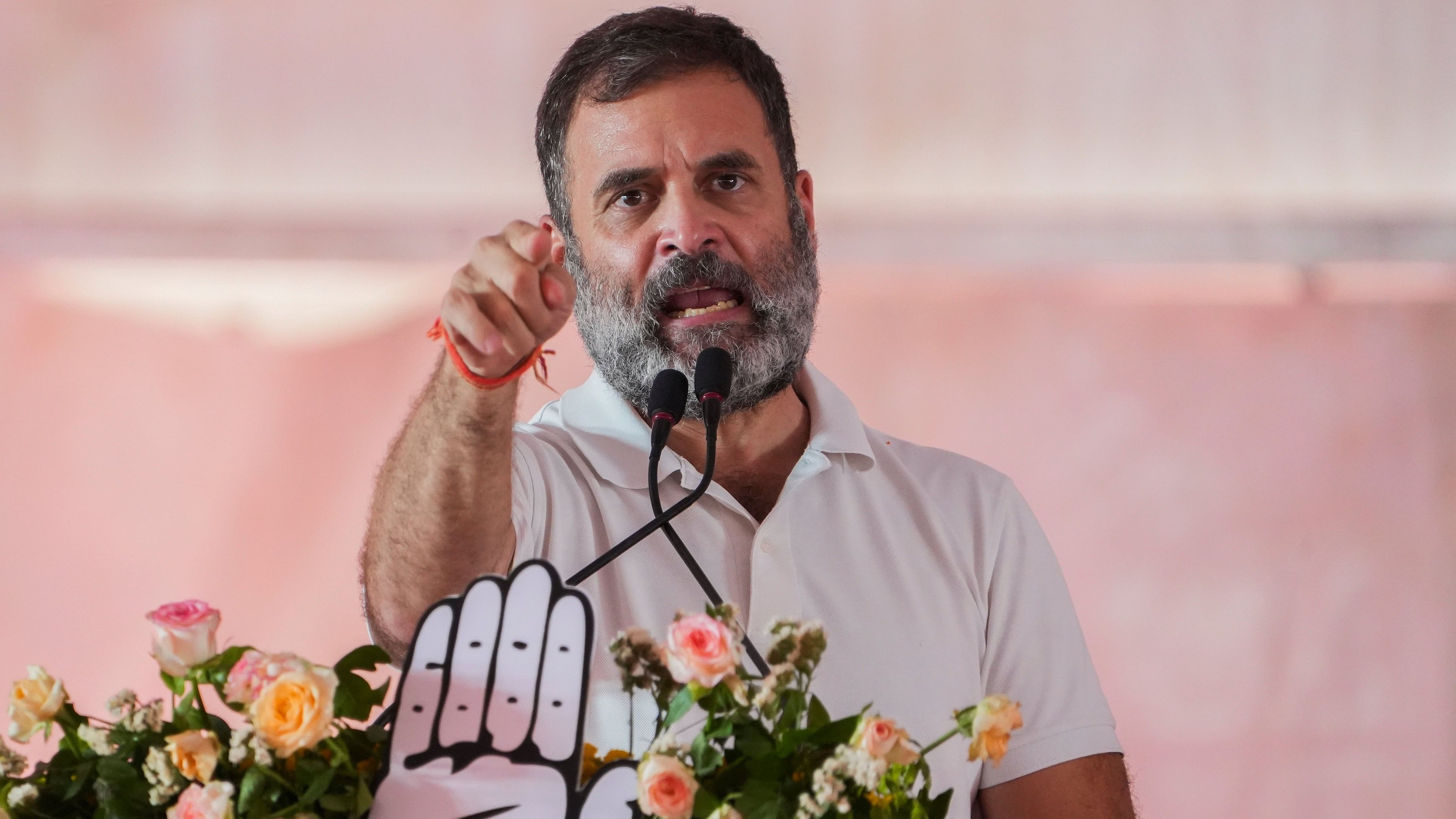 <div class="paragraphs"><p>Congress leader Rahul Gandhi addresses an election rally for the Lok Sabha polls, in Kanpur, Friday, May 10, 2024. </p></div>