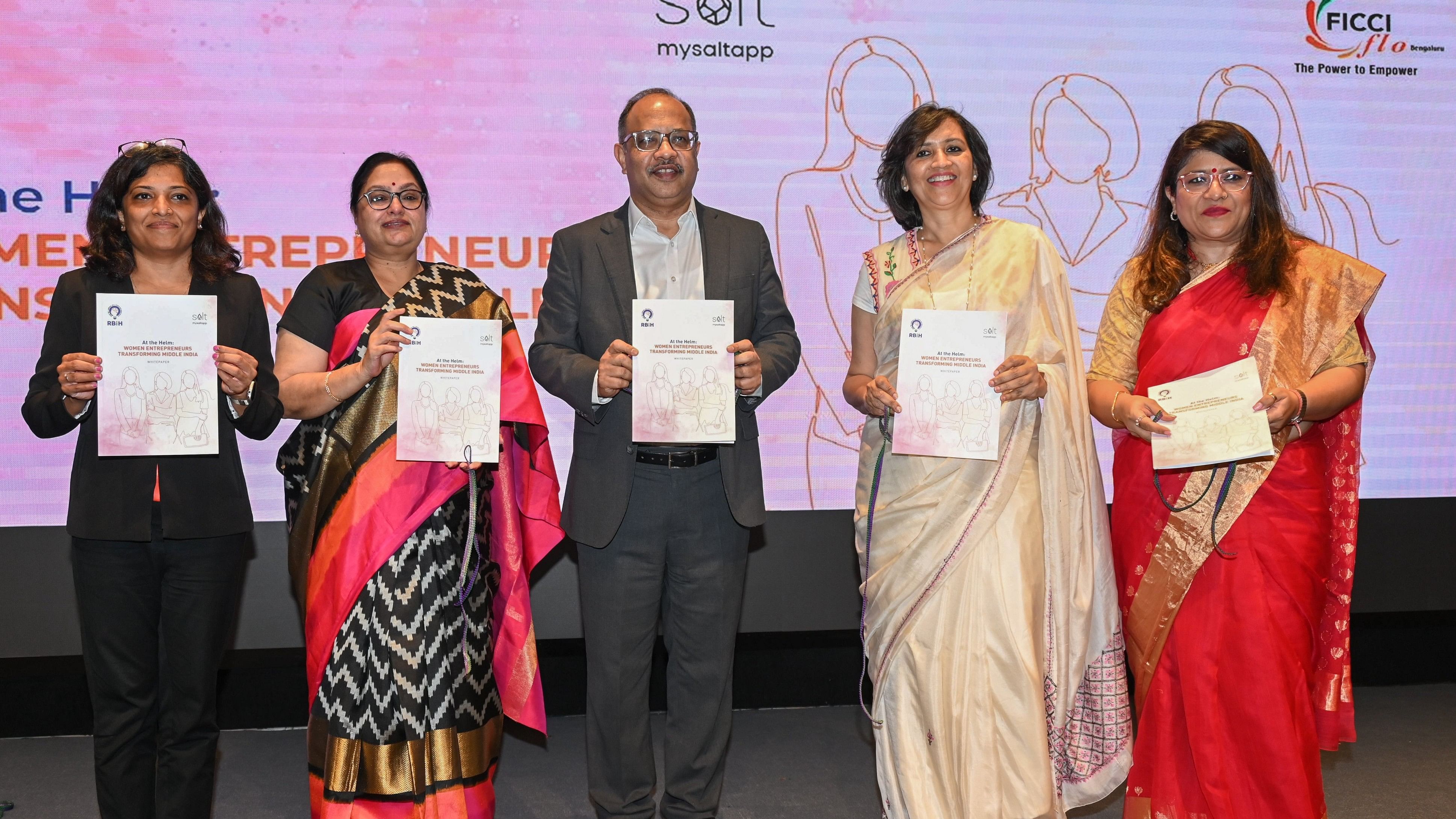 <div class="paragraphs"><p>Members of Reserve Bank Innovation Hub, FICCI Flo and SALT mysaltapp unveiling the white paper in Bengaluru on Thursday. </p></div>