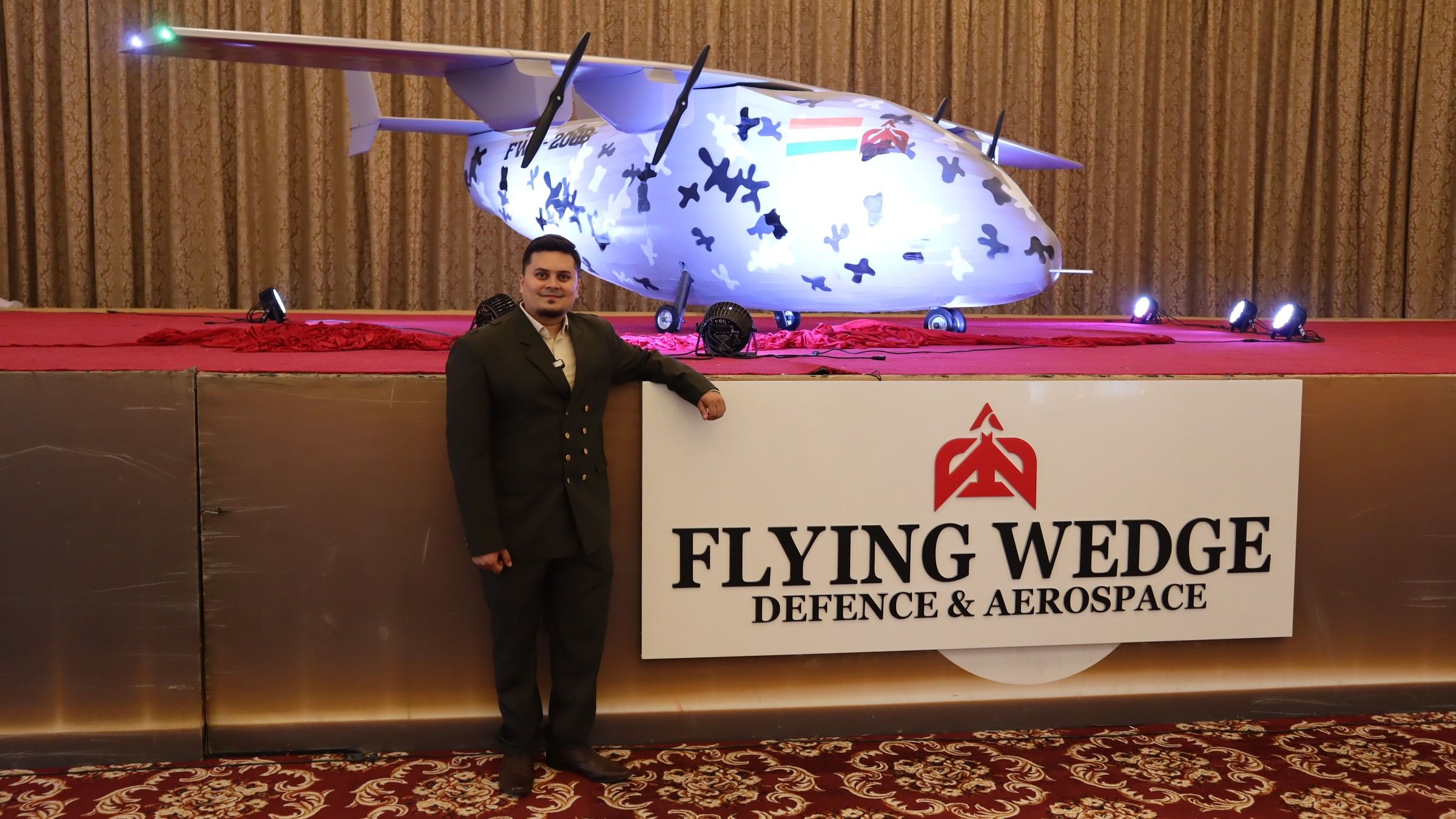 <div class="paragraphs"><p>Suhas Tejaskanda, founder, Flying Wedge, with the full-scale model of the aircraft in Bengaluru.</p></div>