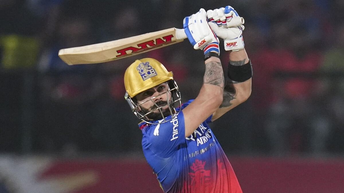 <div class="paragraphs"><p>Royal Challengers Bengaluru's Virat Kohli plays a shot during an Indian Premier League (IPL) 2024 T20 cricket match between Punjab Kings and Royal Challengers Bengaluru, at HPCA Stadium, in Dharamshala.</p></div>