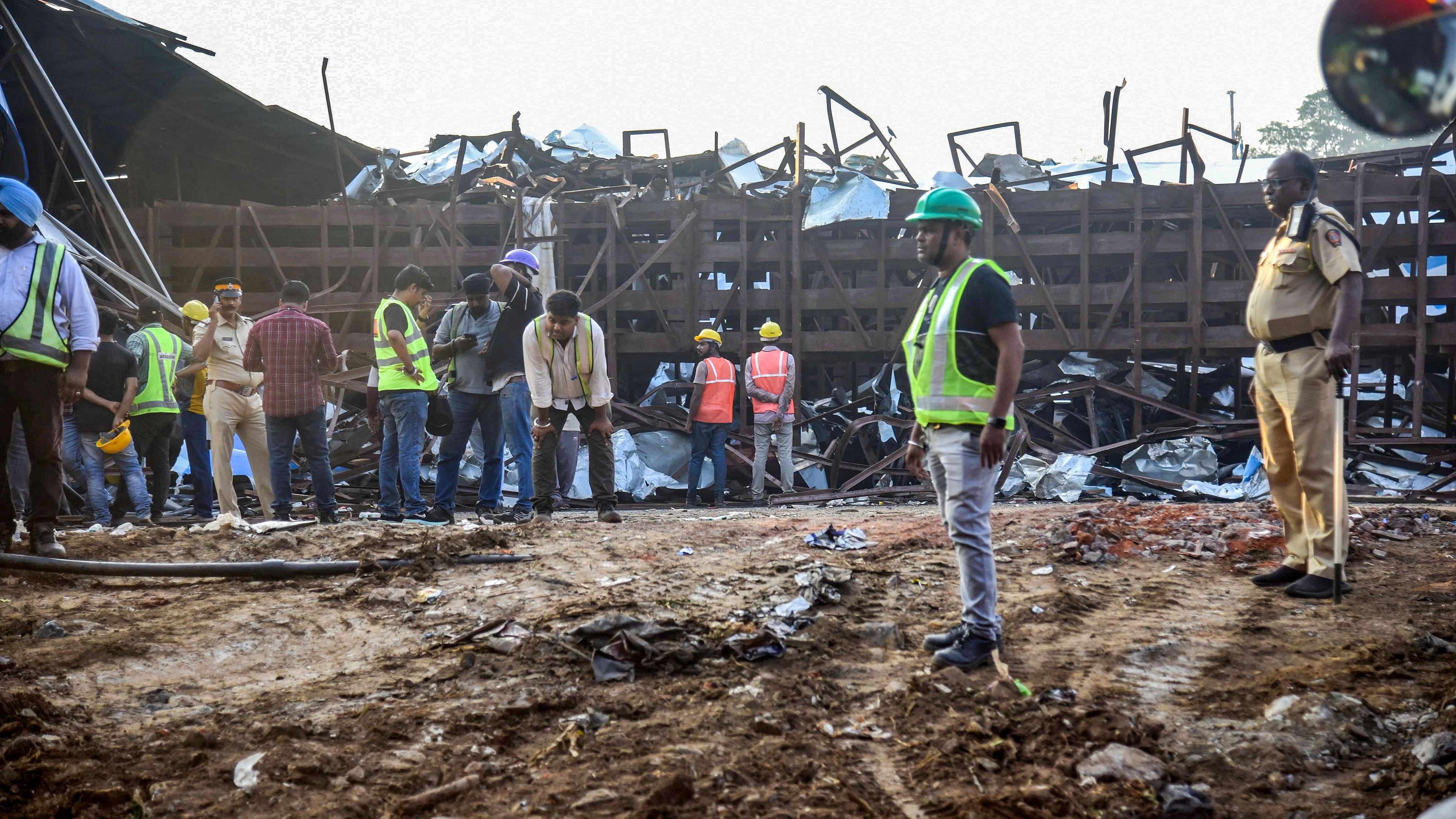 <div class="paragraphs"><p>Rescue and relief work underway near the site of the hoarding collapse at Ghatkopar, in Mumbai, Tuesday, May 14, 2024.   </p></div>