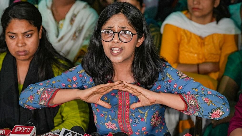 <div class="paragraphs"><p>AAP Rajya Sabha MP and former Chairperson of Delhi Commission for Women (DCW) Swati Maliwal during a press conference, in New Delhi.</p></div>