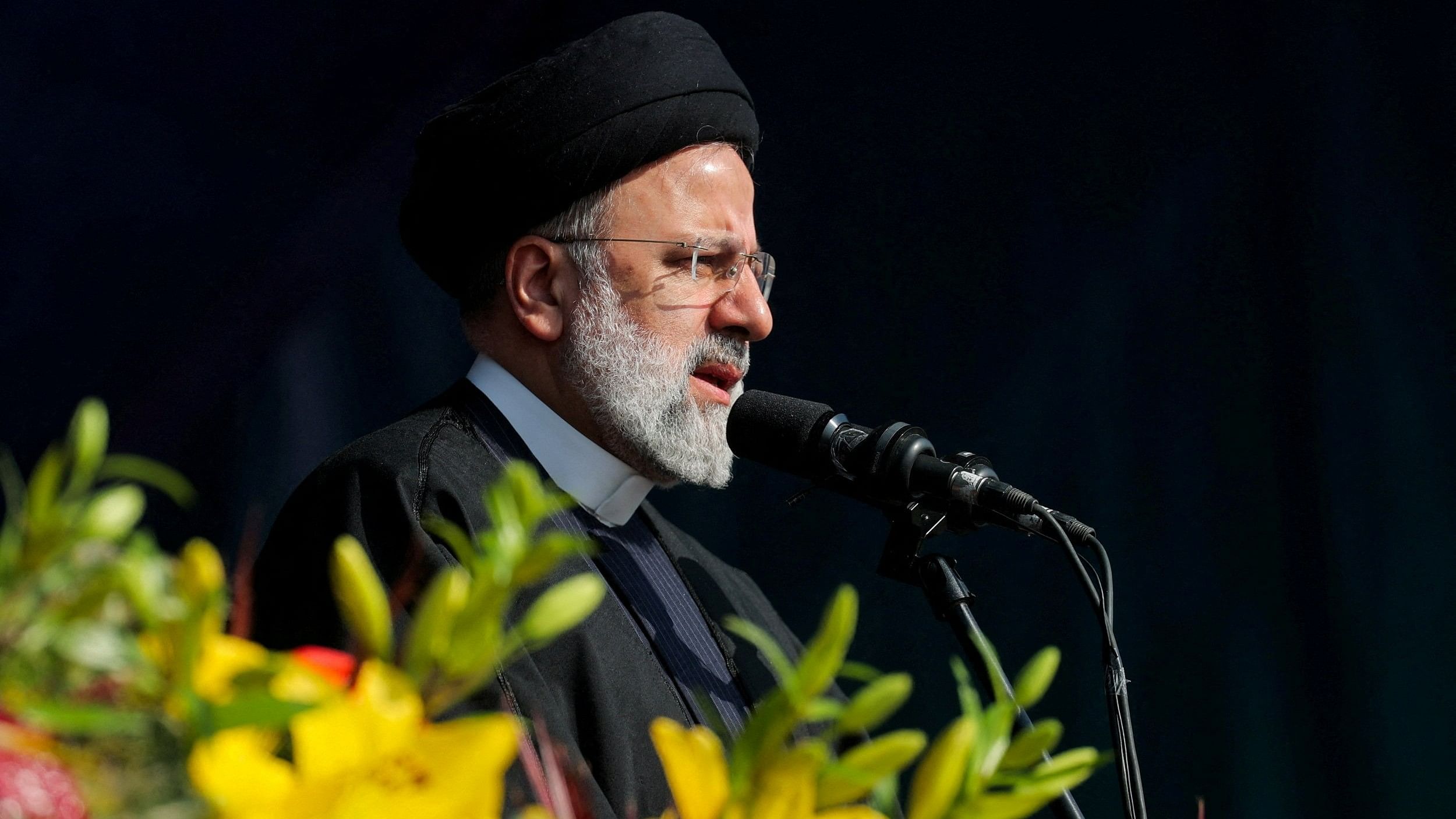 <div class="paragraphs"><p>Iranian President Ebrahim Raisi gives a speech during the 45th anniversary of the Islamic Revolution in Tehran, Iran, February 11, 2024. </p></div>