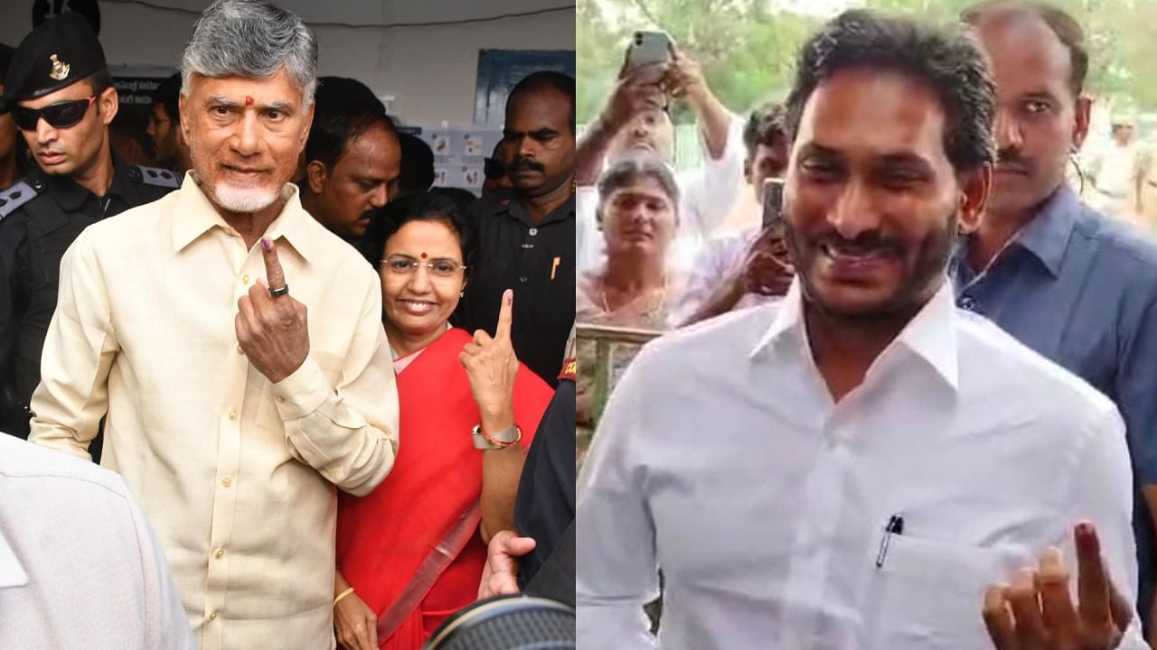 <div class="paragraphs"><p>Andhra CM Y S Jagan Mohan Reddy casts his vote at polling booth in Bakharapuram, Pulivendula, Kadapa district;&nbsp;TDP chief N Chandrababu Naidu and wife Nara Bhuvaneswari cast their votes at a polling booth in Mangalagiri.</p></div>