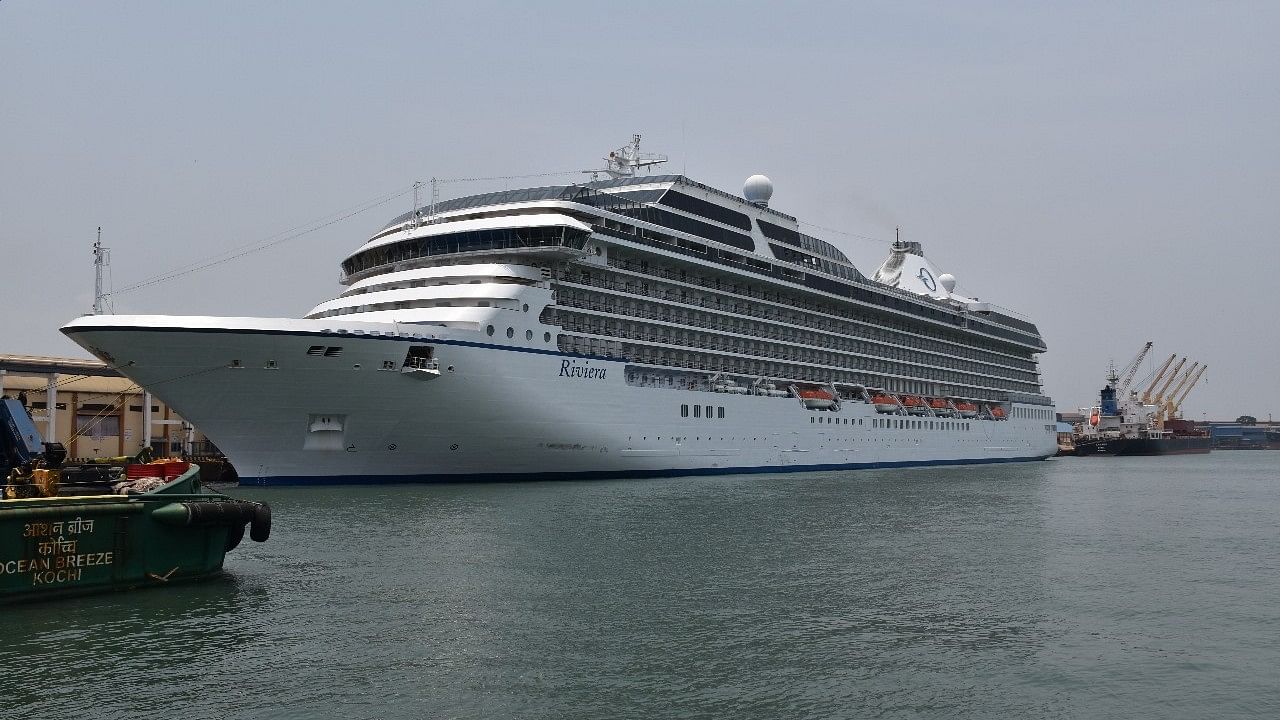 <div class="paragraphs"><p>The 'Riviera' cruise ship at New Mangalore Port on Tuesday.&nbsp;</p></div>