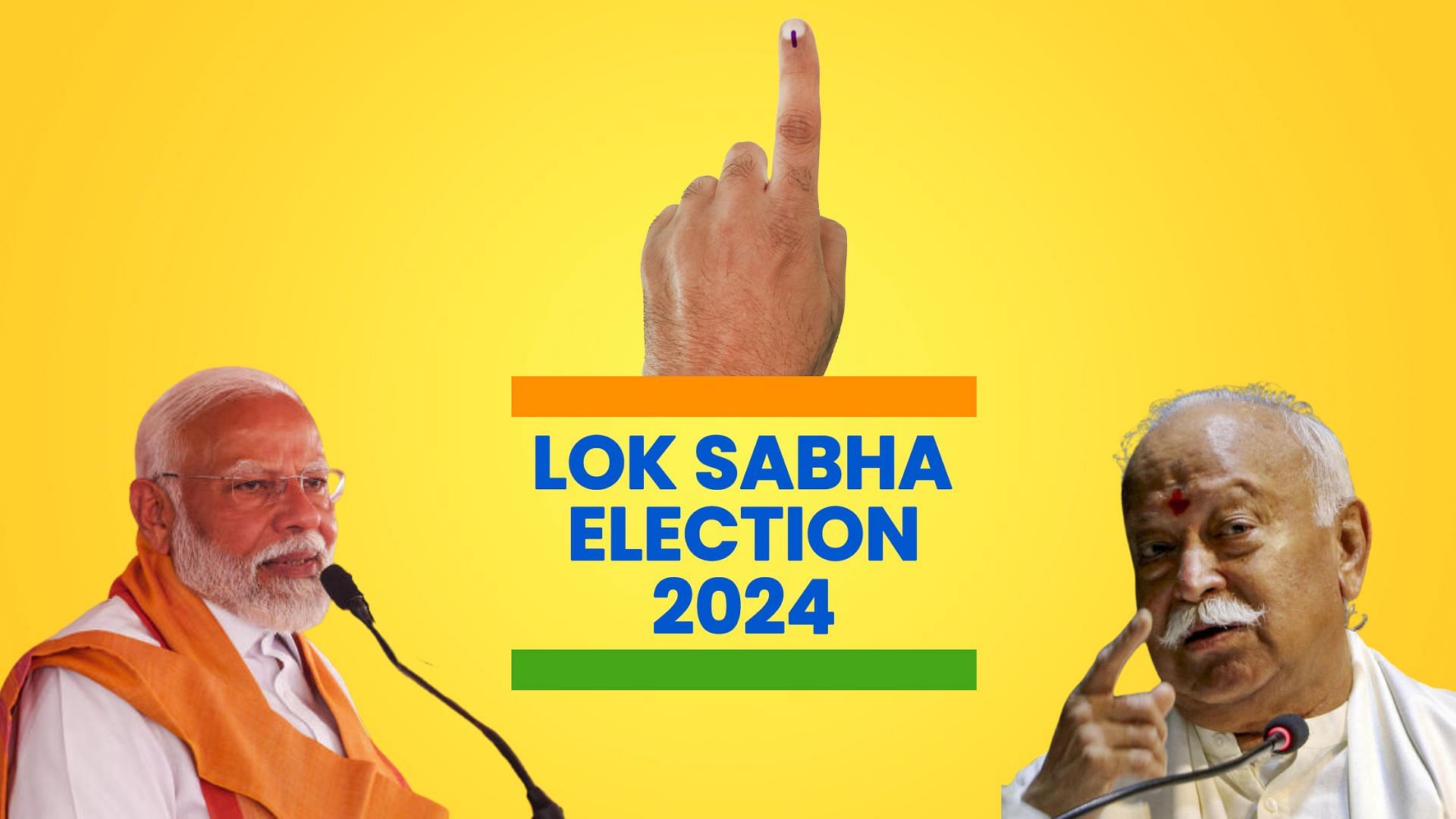 <div class="paragraphs"><p>BJP's Narendra Modi (L), RSS' Mohan Bhagwat (R) against the backdrop of an illustration representing 2024 general elections in India.</p></div>