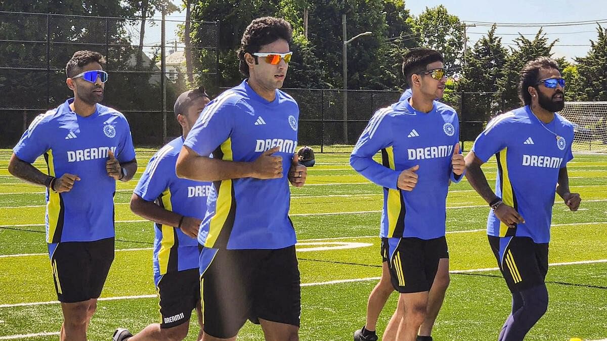 <div class="paragraphs"><p>Indian cricket team players during a training session for the T20 World Cup in New York.</p></div>