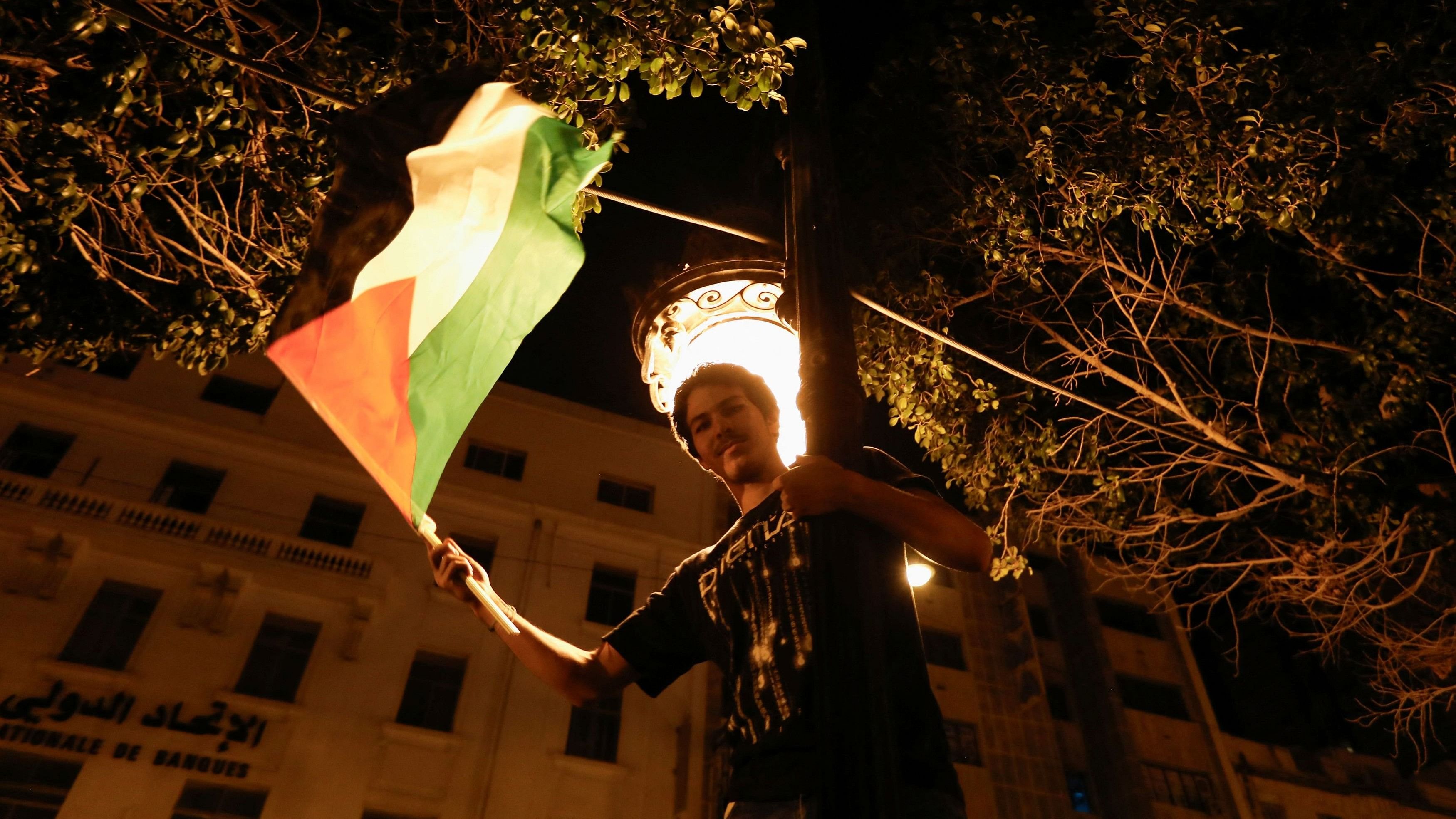 <div class="paragraphs"><p>A man waves a Palestinian flag. (Representative image)</p></div>