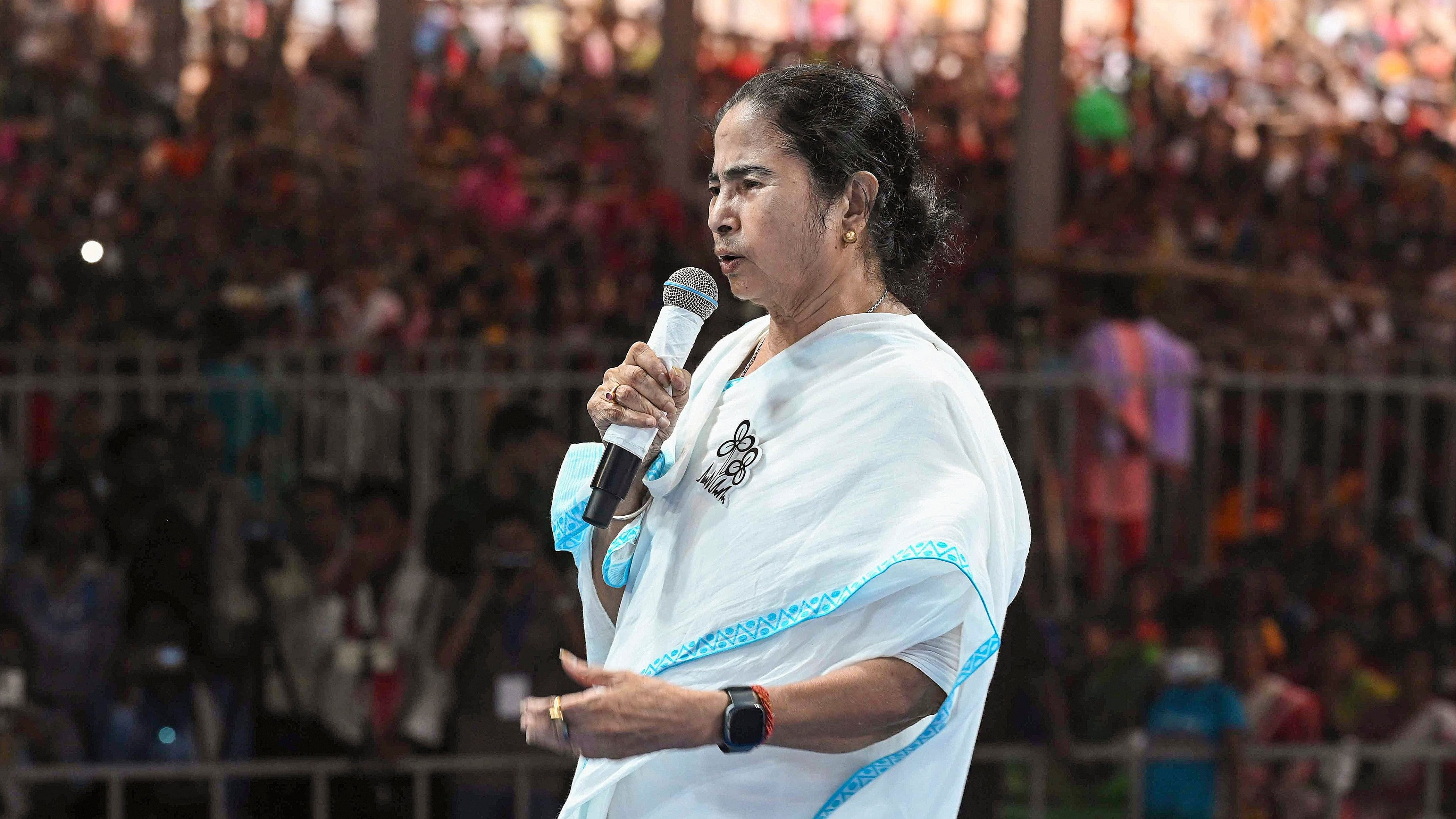 <div class="paragraphs"><p>West Bengal Chief Minister and TMC chief Mamata Banerjee addresses a public meeting for the Lok Sabha elections.</p></div>