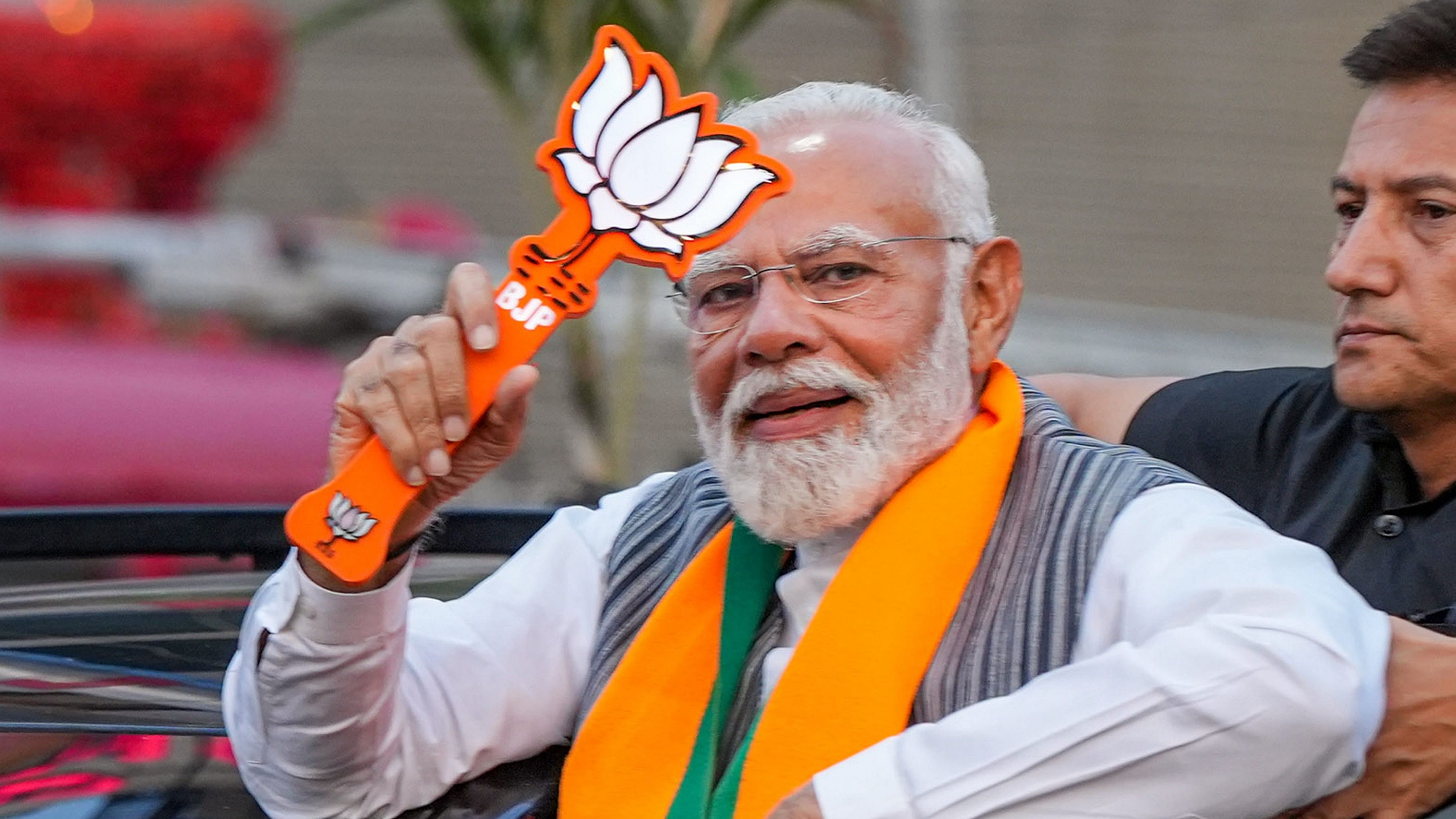 <div class="paragraphs"><p>Prime Minister Narendra Modi during a roadshow for Lok Sabha elections, in Kanpur, Saturday, May 4, 2024.</p></div>