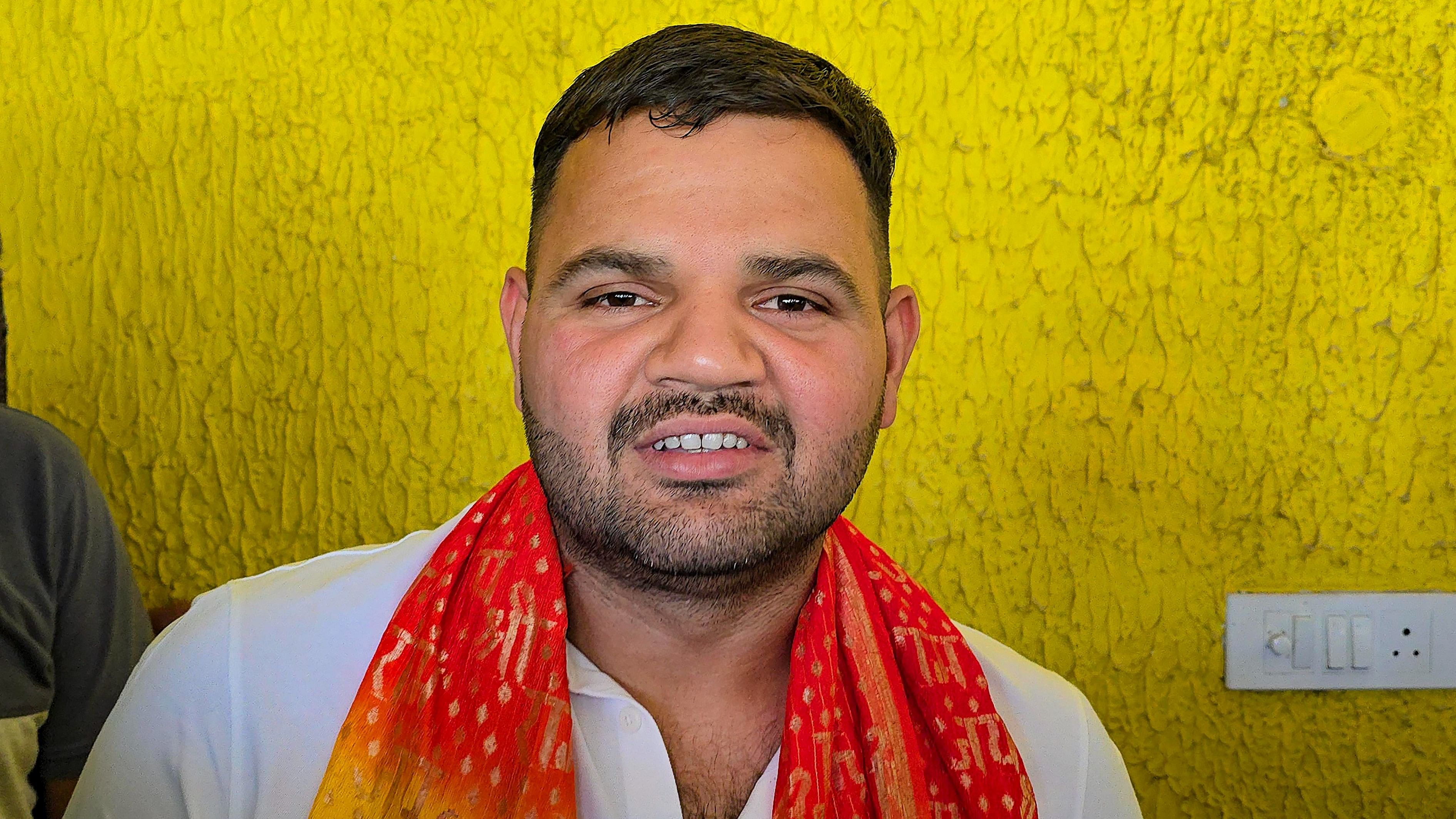 <div class="paragraphs"><p>Karan Bhushan Singh, who has been announced as the BJP candidate from Gonda Lok Sabha seat in place of his father Brij Bhushan Singh, in Gonda, on Thursday.</p></div>