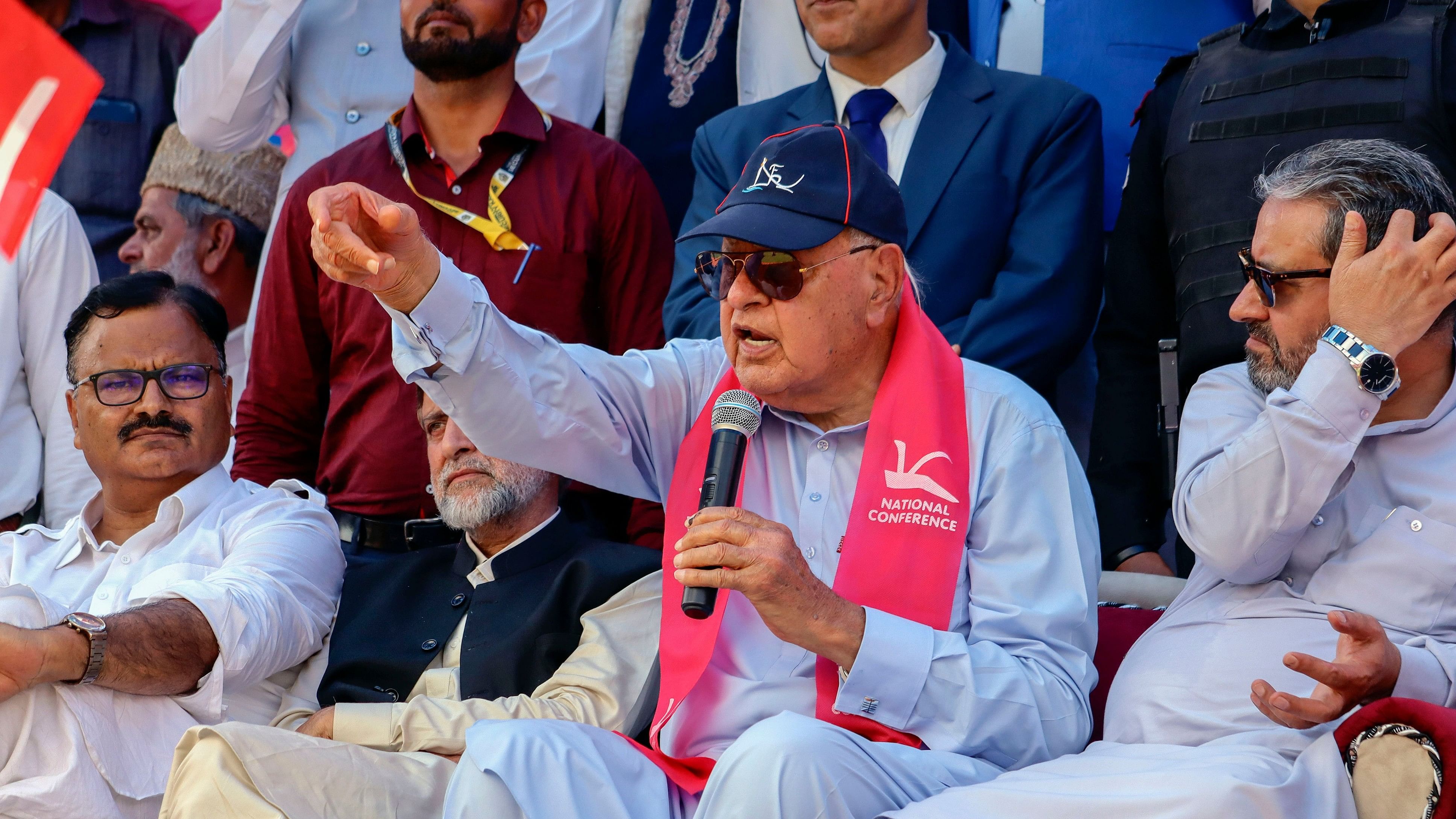 <div class="paragraphs"><p>Poonch: J&amp;K National Conference Chief Farooq Abdullah addresses a rally.</p></div>