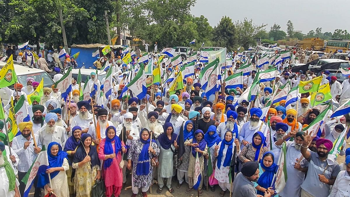 <div class="paragraphs"><p>File photo of farmers at a protest after they were stopped from marching towards the venue of Prime Minister Narendra Modi's rally for Lok Sabha elections, in Gurdaspur.&nbsp;</p></div>