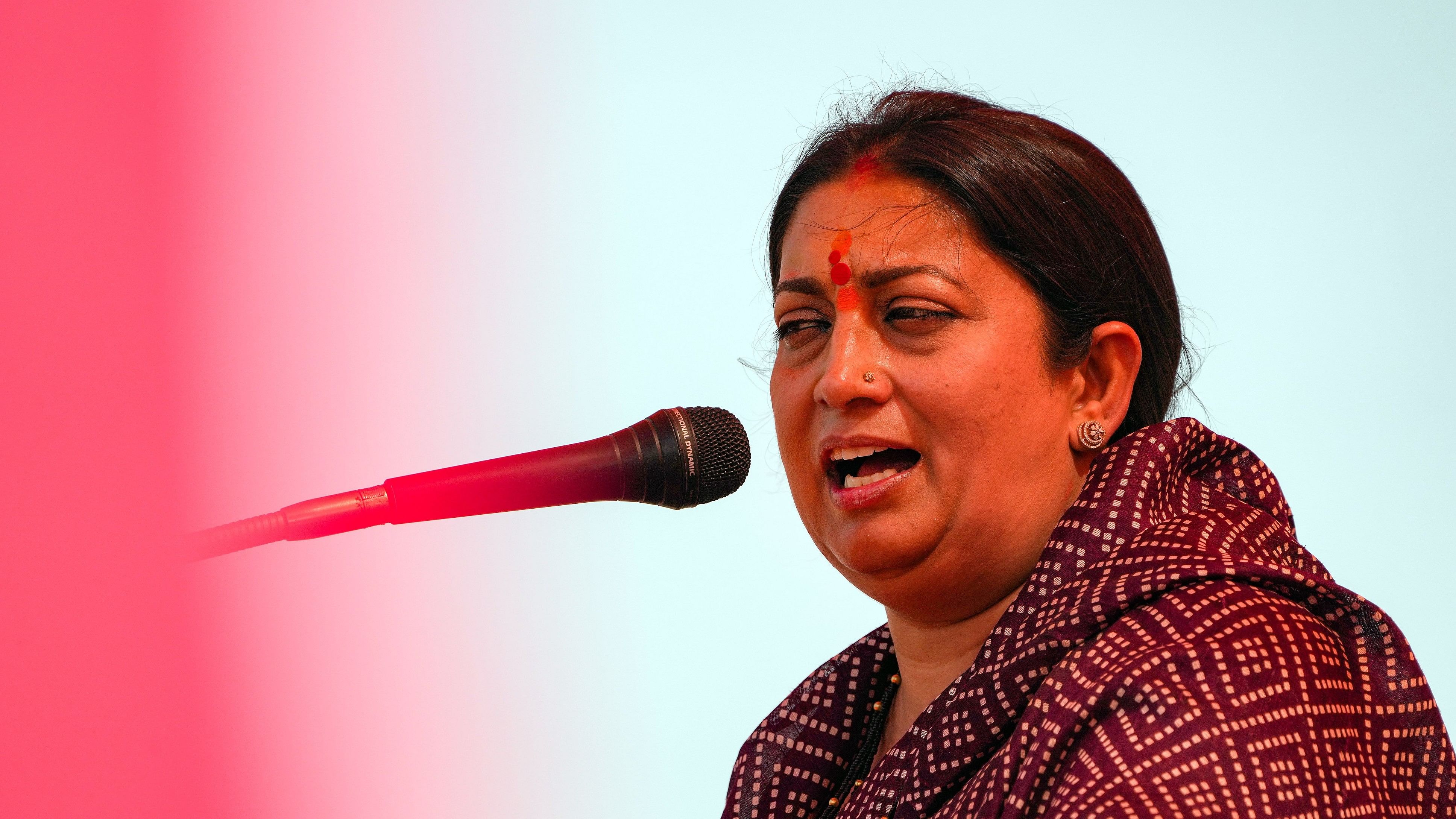 <div class="paragraphs"><p>Union Minister and BJP candidate Smriti Irani.&nbsp;</p></div>