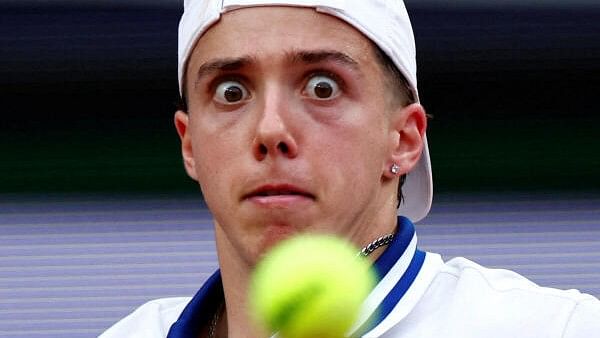 <div class="paragraphs"><p>France's Arthur Cazaux reacts during his first round match against Argentina's Tomas Martin Etcheverry </p></div>