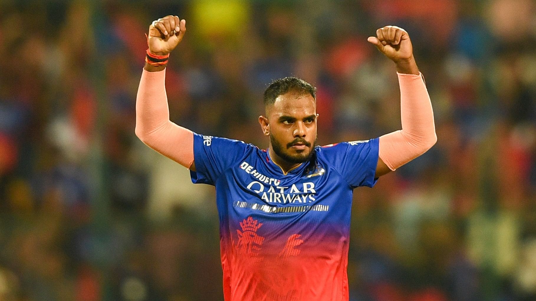 <div class="paragraphs"><p>Royal Challengers Bengaluru's Yash Dayal celebrates after taking last wicket.</p></div>