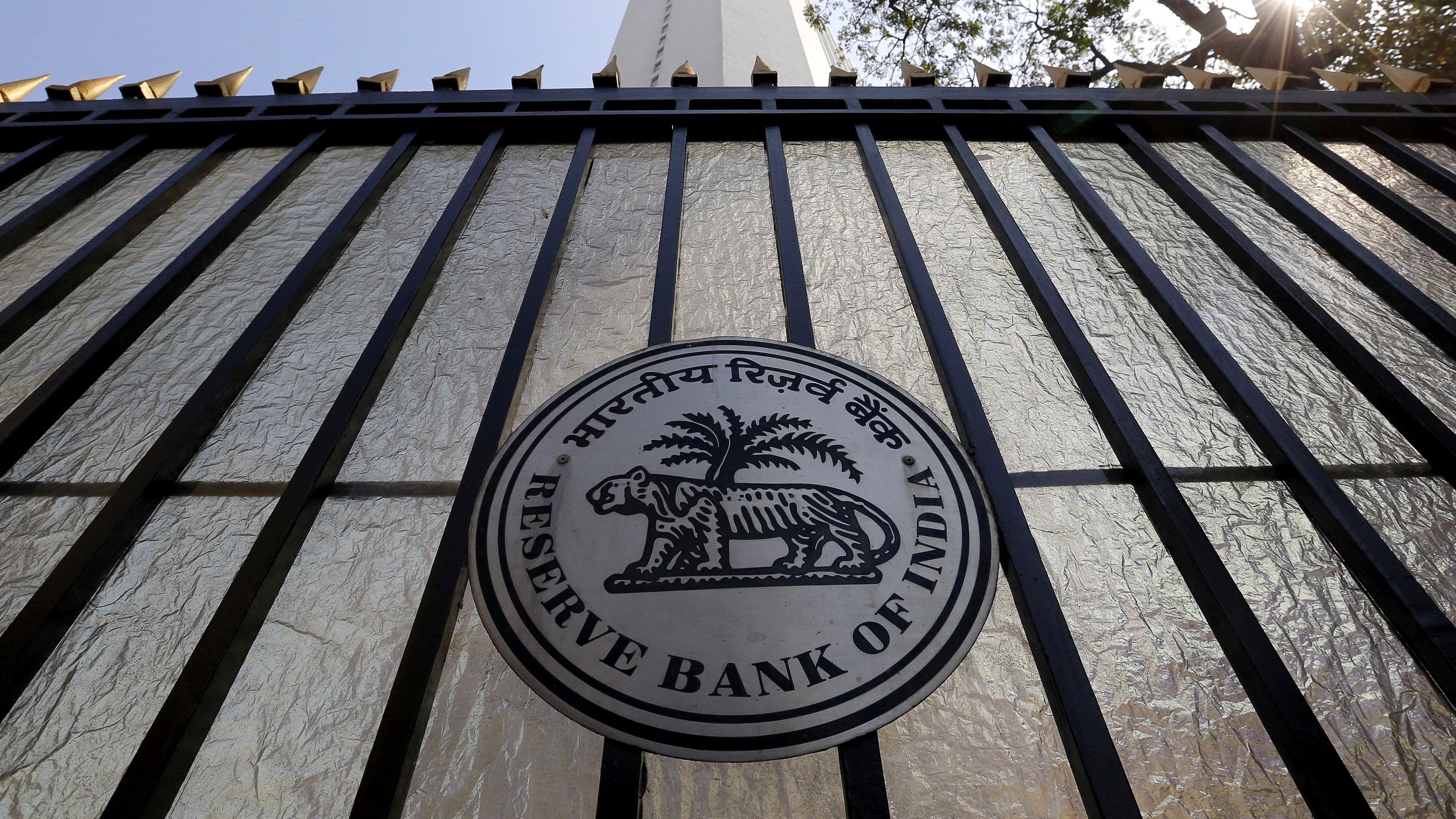 <div class="paragraphs"><p>The Reserve Bank of India  seal is pictured on a gate outside the RBI headquarters in Mumbai.</p></div>