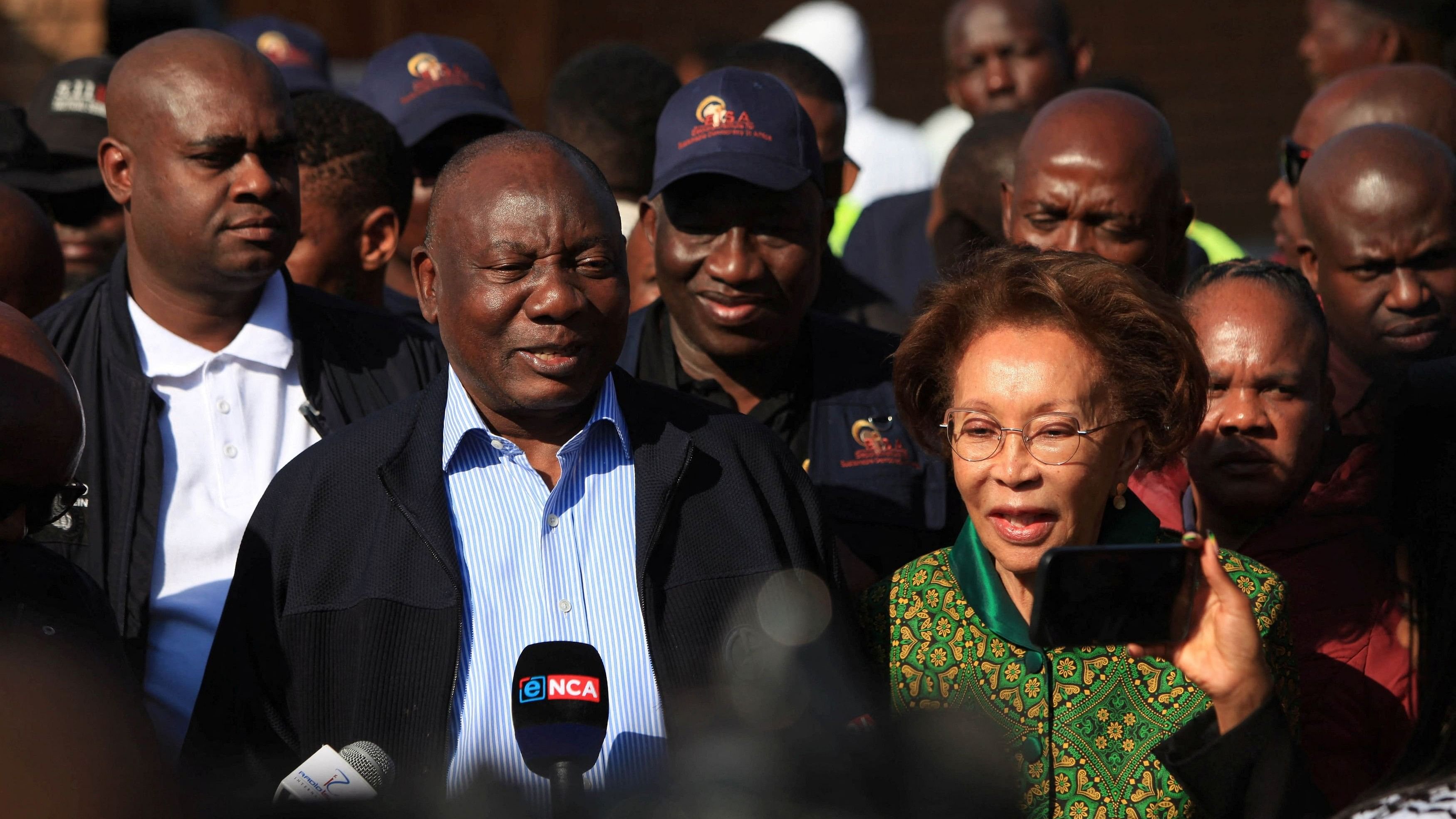 <div class="paragraphs"><p>South African president Cyril Ramaphosa, accompanied by his wife Tshepo Motsepe.</p></div>