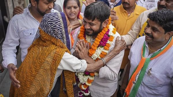 <div class="paragraphs"><p>Congress candidate from North East Delhi constituency Kanhaiya Kumar during a rally for Lok Sabha elections, in New Delhi.</p></div>