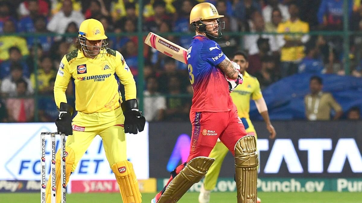 <div class="paragraphs"><p>Faf Du Plessis  in action during the IPL match of CSK against RCB at the  M Chinnaswamy Stadium in Bengaluru.</p></div>