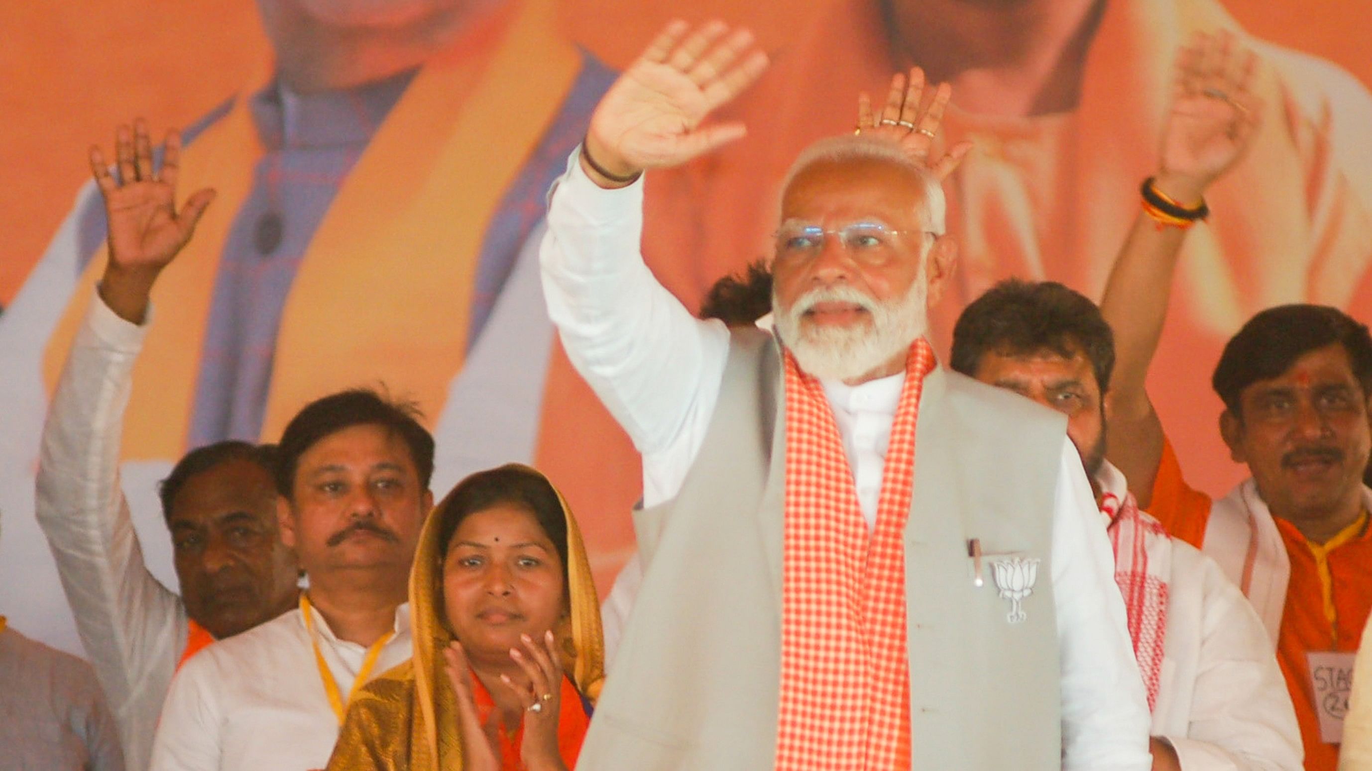 <div class="paragraphs"><p>Prime Minister Narendra Modi during a public meeting for Lok Sabha elections, in Mirzapur, on Sunday.</p></div>