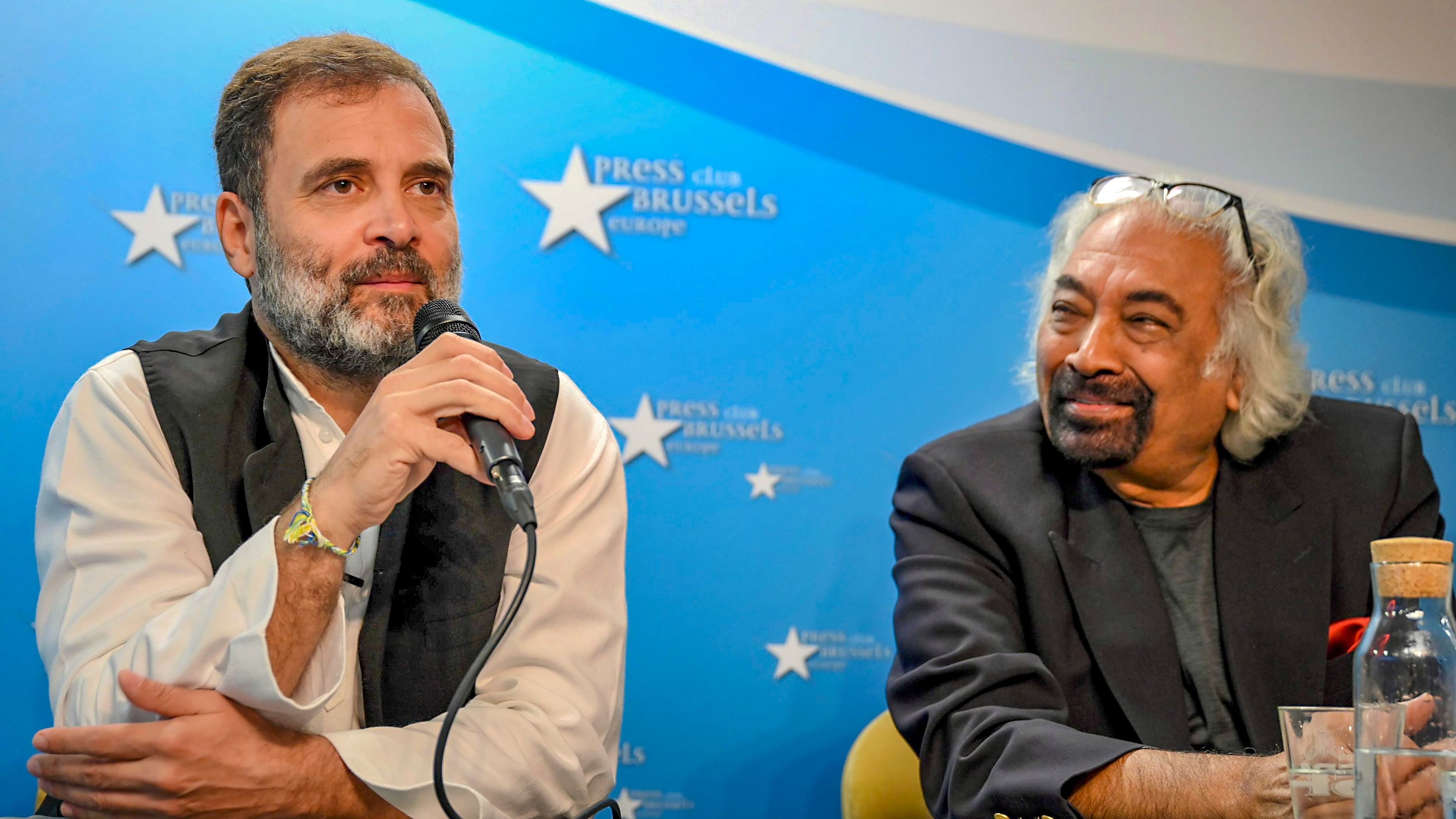 <div class="paragraphs"><p>Congress leader Rahul Gandhi speaks during a media interaction at the Brussels Press Club, Belgium with Sam Pitroda.&nbsp;</p></div>