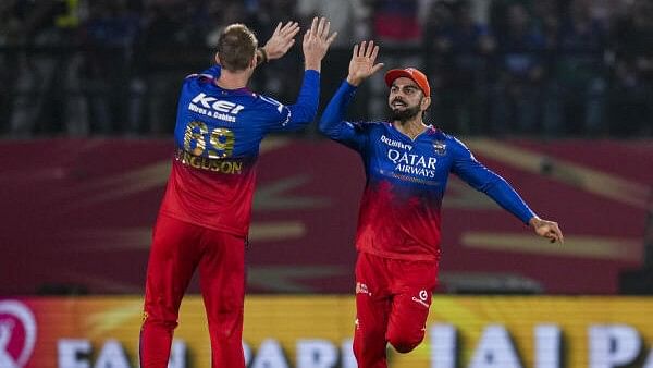 <div class="paragraphs"><p>Royal Challengers Bengaluru's Virat Kohli celebrates after dismissing Punjab Kings’ Shashank Singh through a runout during an Indian Premier League (IPL) 2024 T20 cricket match between Punjab Kings and Royal Challengers Bengaluru, at HPCA Stadium, in Dharamshala.</p></div>