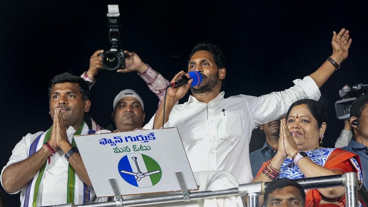 <div class="paragraphs"><p>Andhra Pradesh Chief Minister and YSR Congress Party chief Y.S. Jagan Mohan Reddy during a rally for Lok Sabha elections, at Gajuwaka in Visakhapatnam district.</p></div>